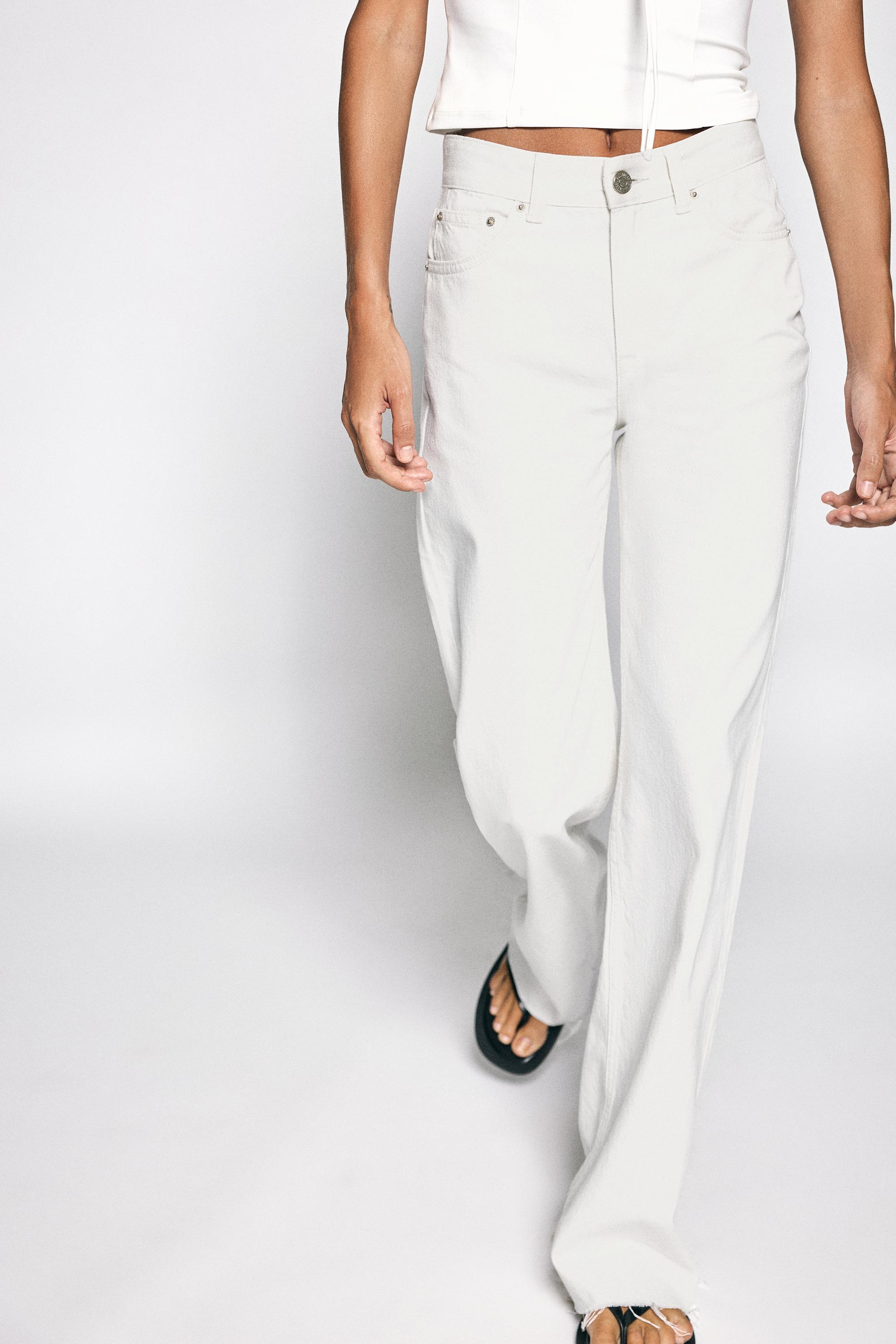 High-waist wide straight-leg jeans — White-t