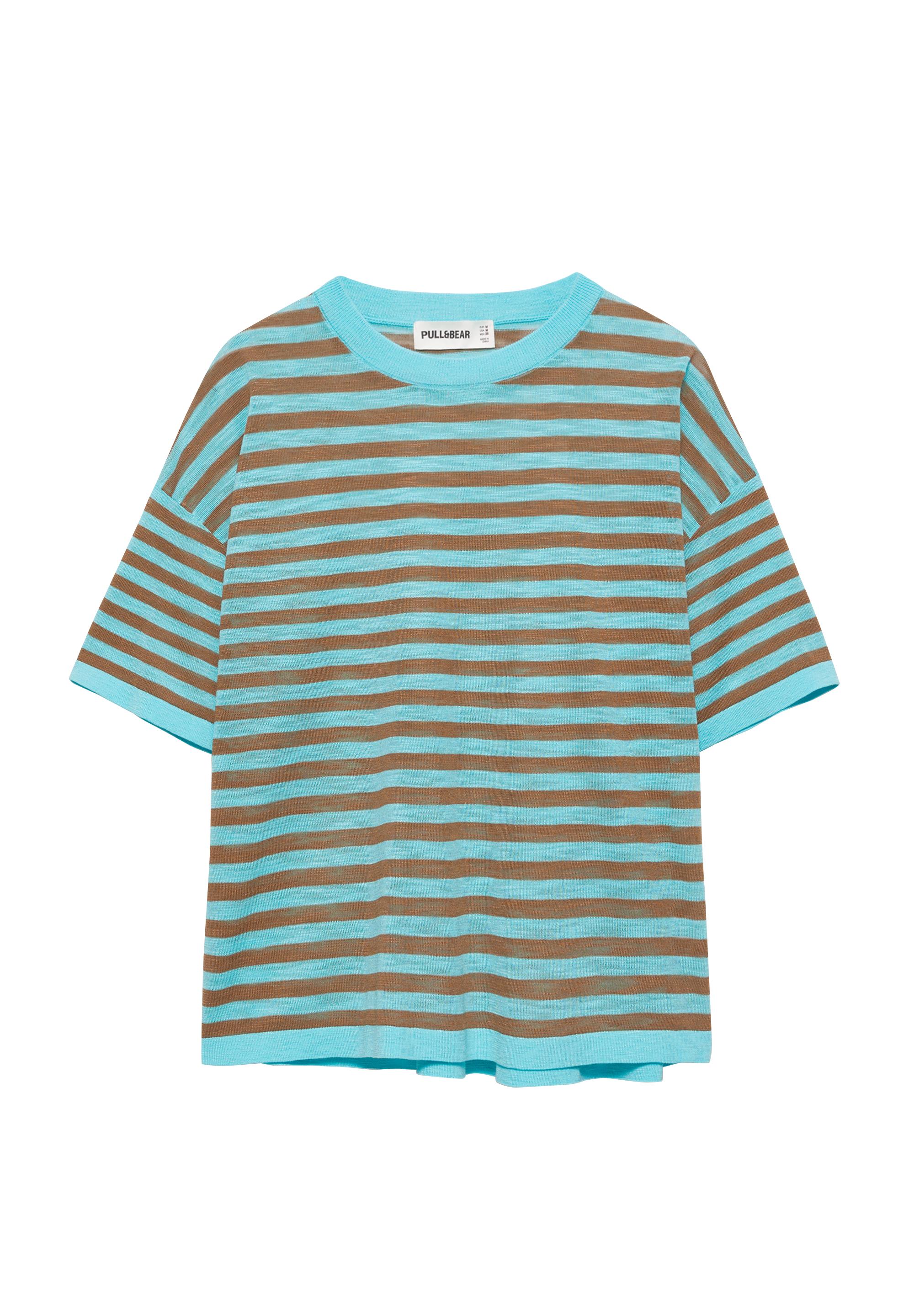 Striped knit T-shirt — Turquoise