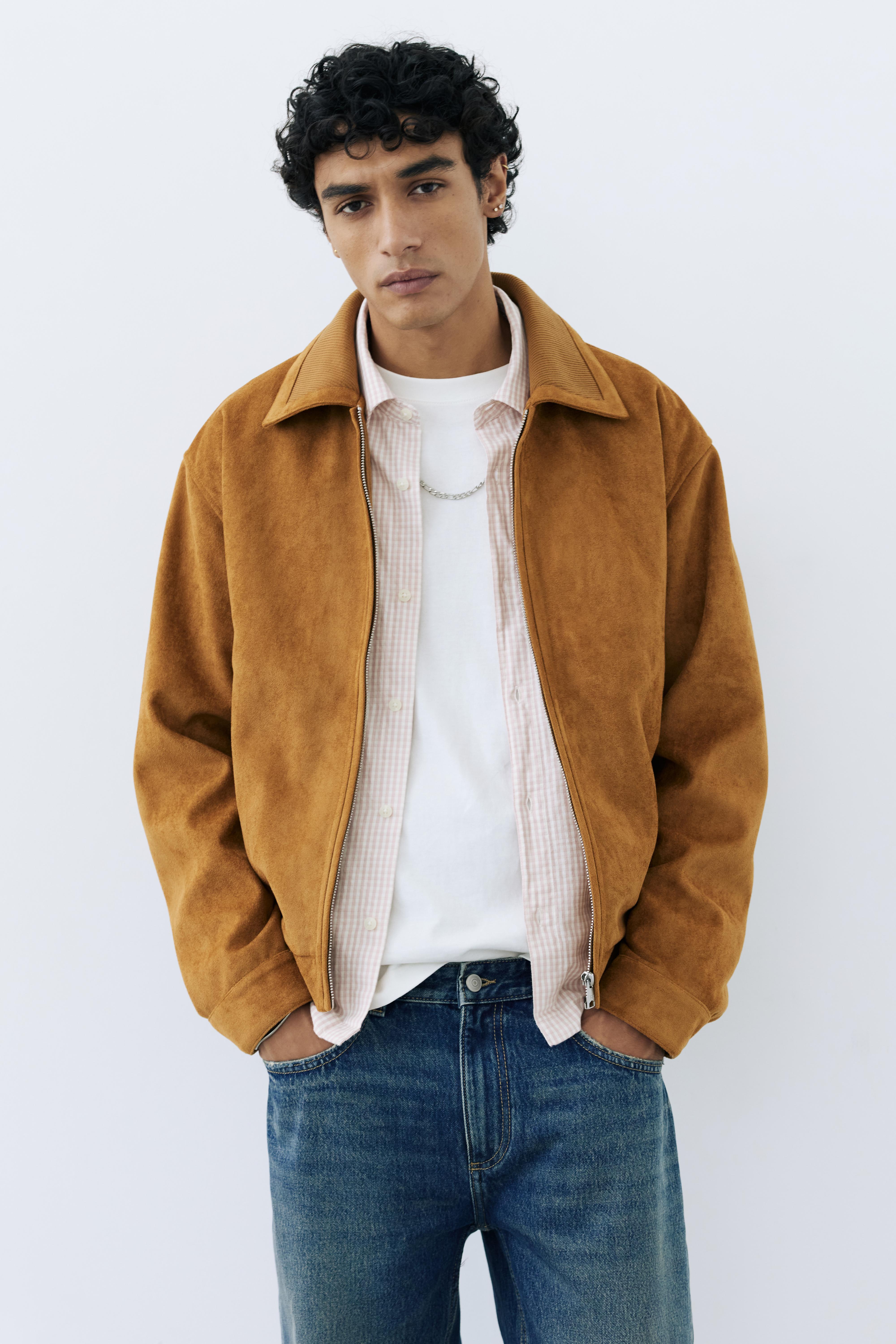 Faux suede jacket — Caramel