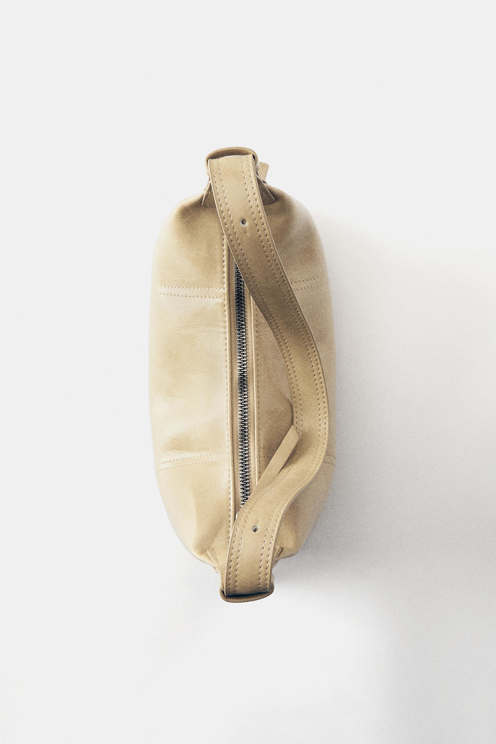 Crackled shoulder bag — Beige