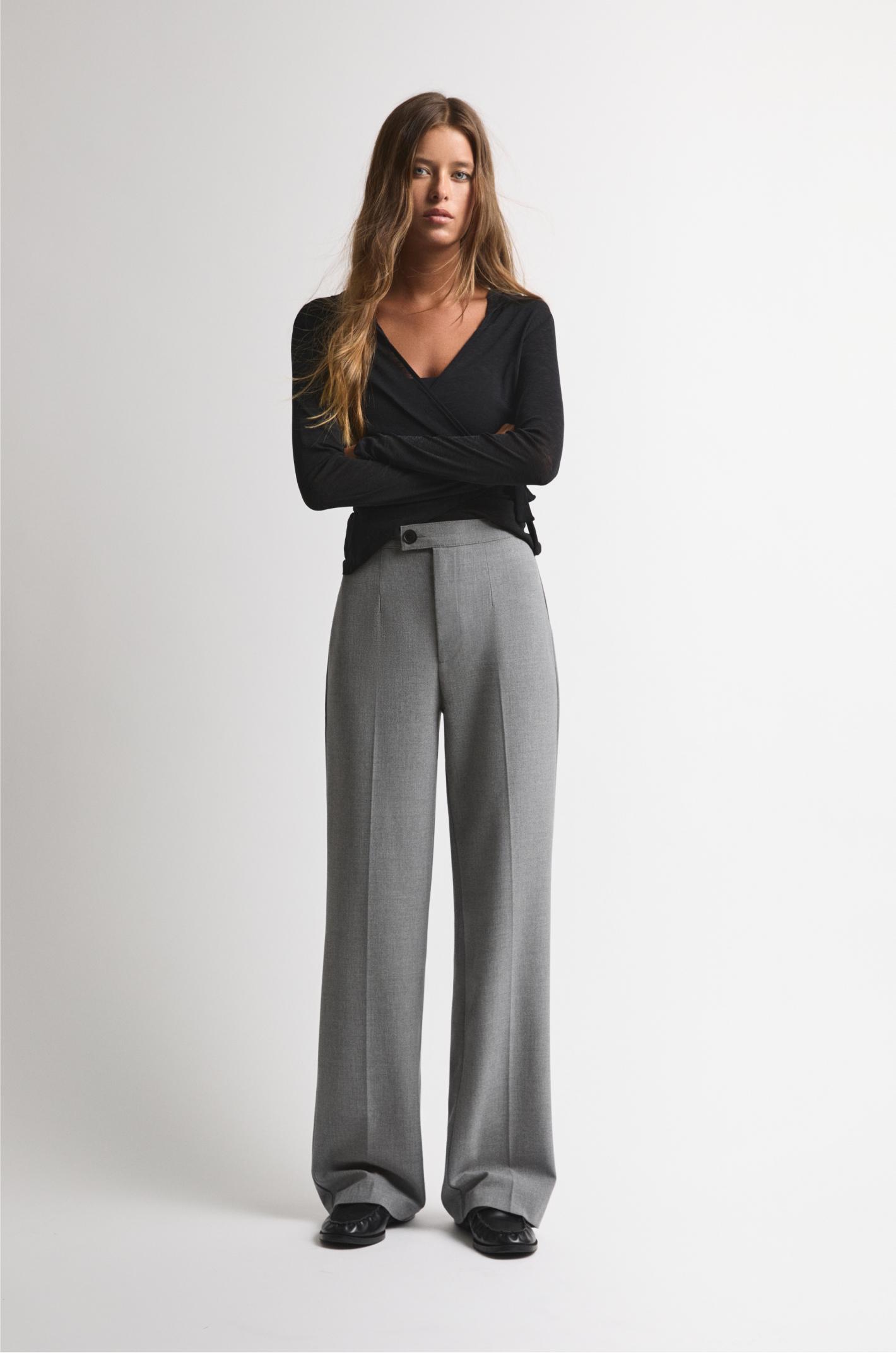 Straight-leg darted trousers — Medium grey