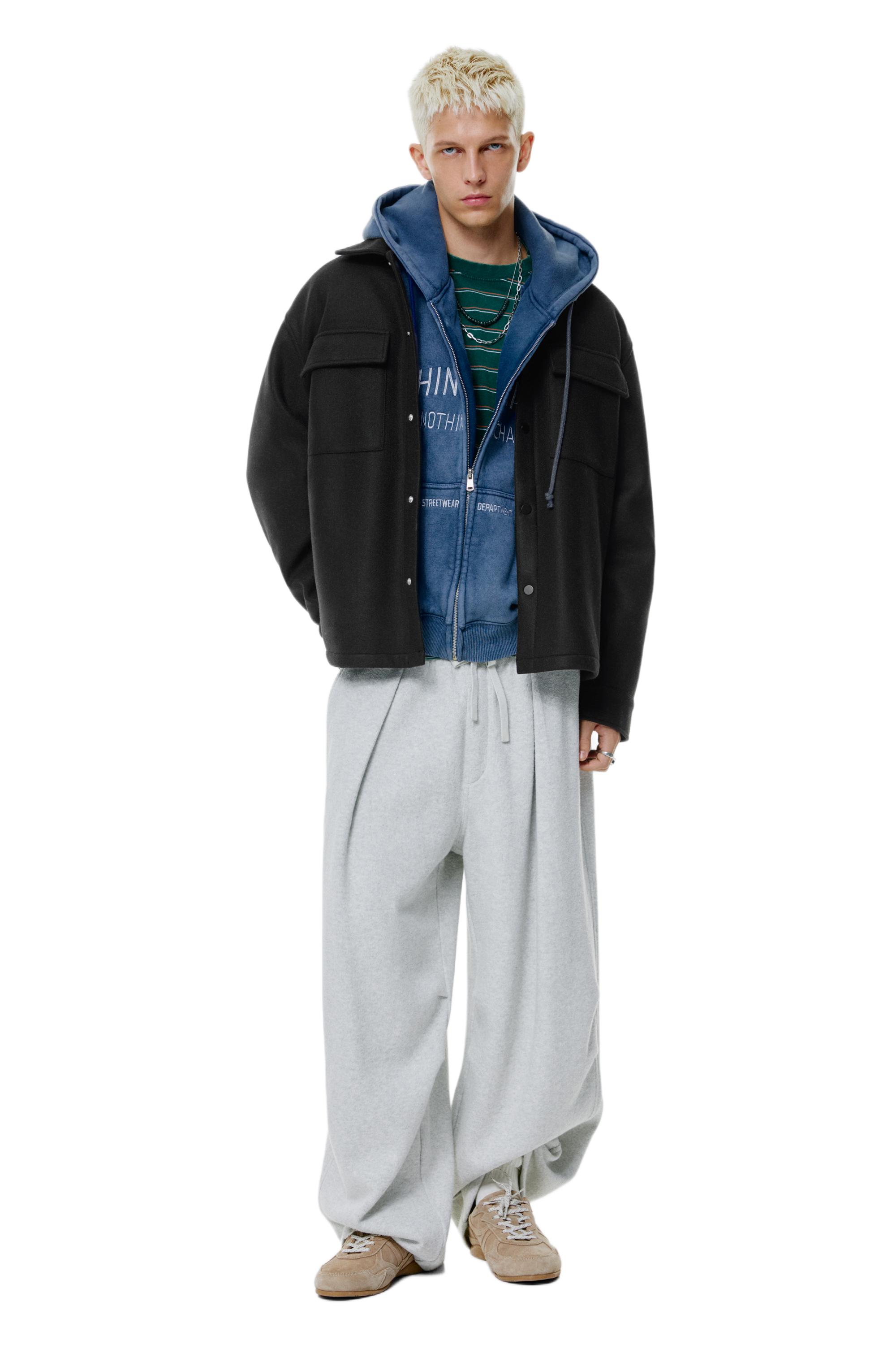 Cepli yünlü ince ceket - Görsel 16