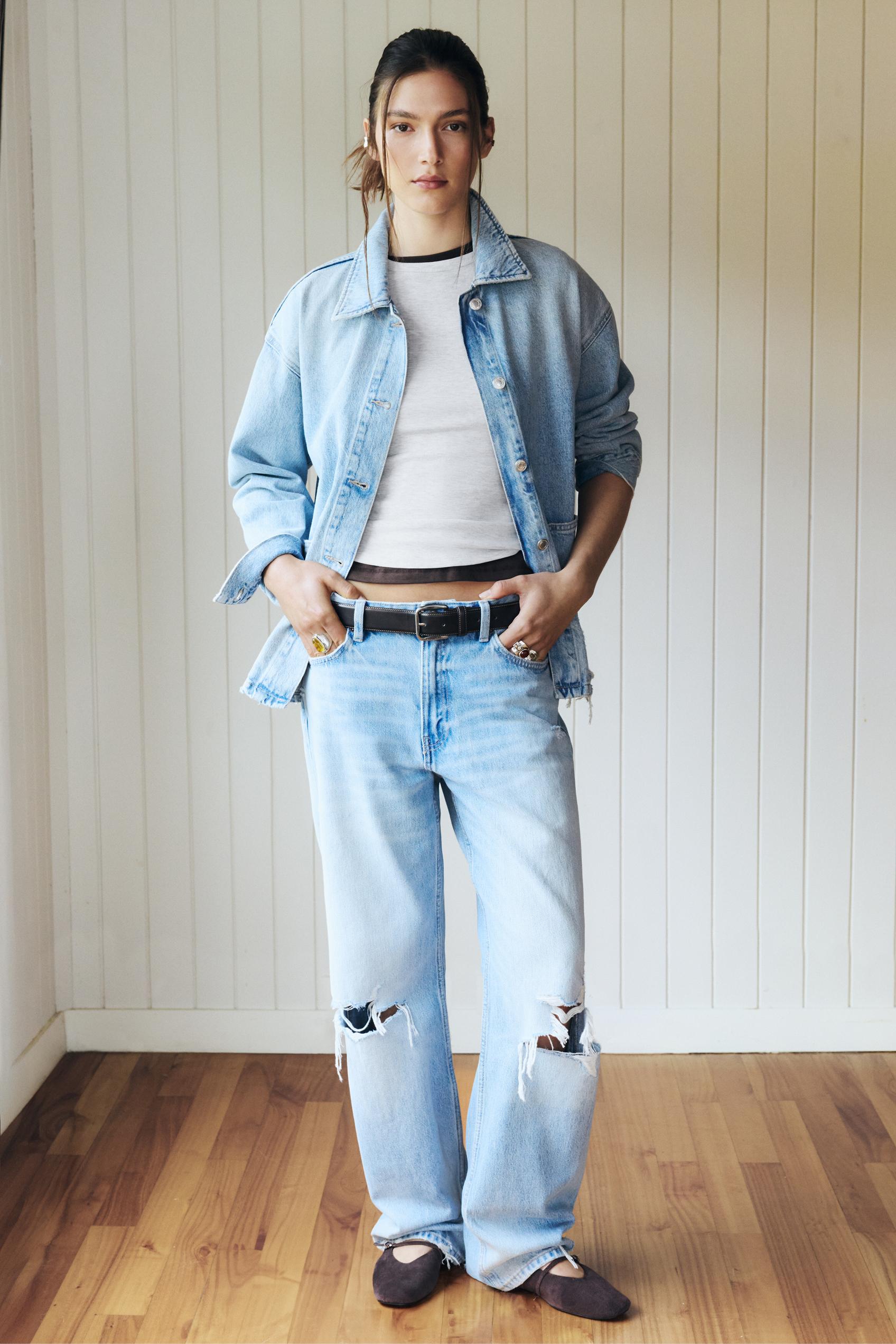 Ripped boyfriend jeans — Pale blue