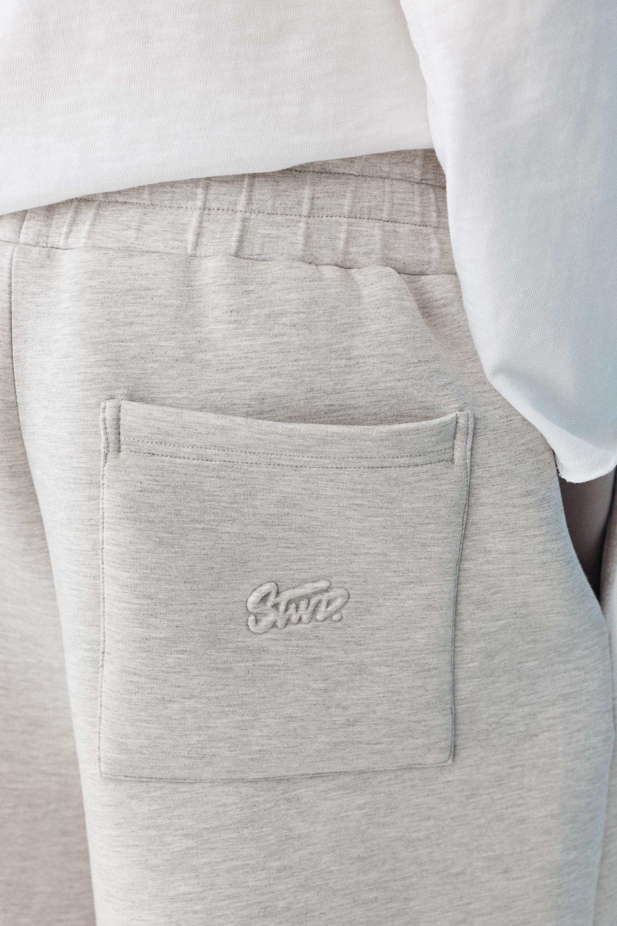 Neoprene-effect jogger Bermuda shorts — Grey marl