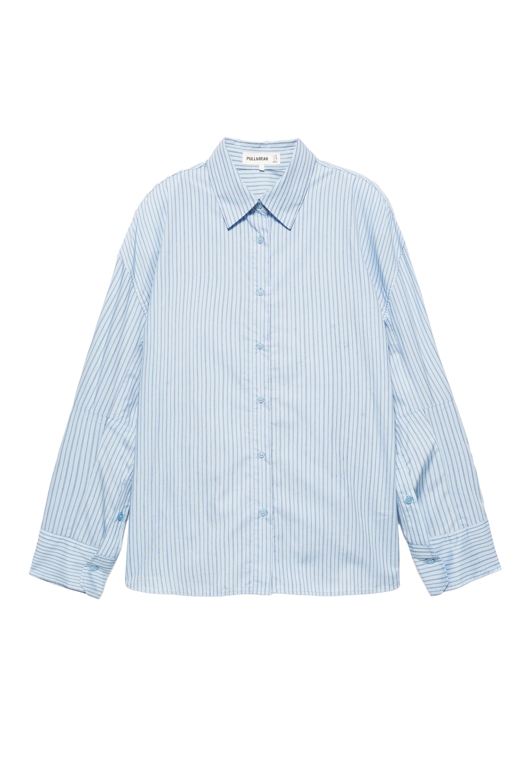 Gathered check shirt — Sky blue