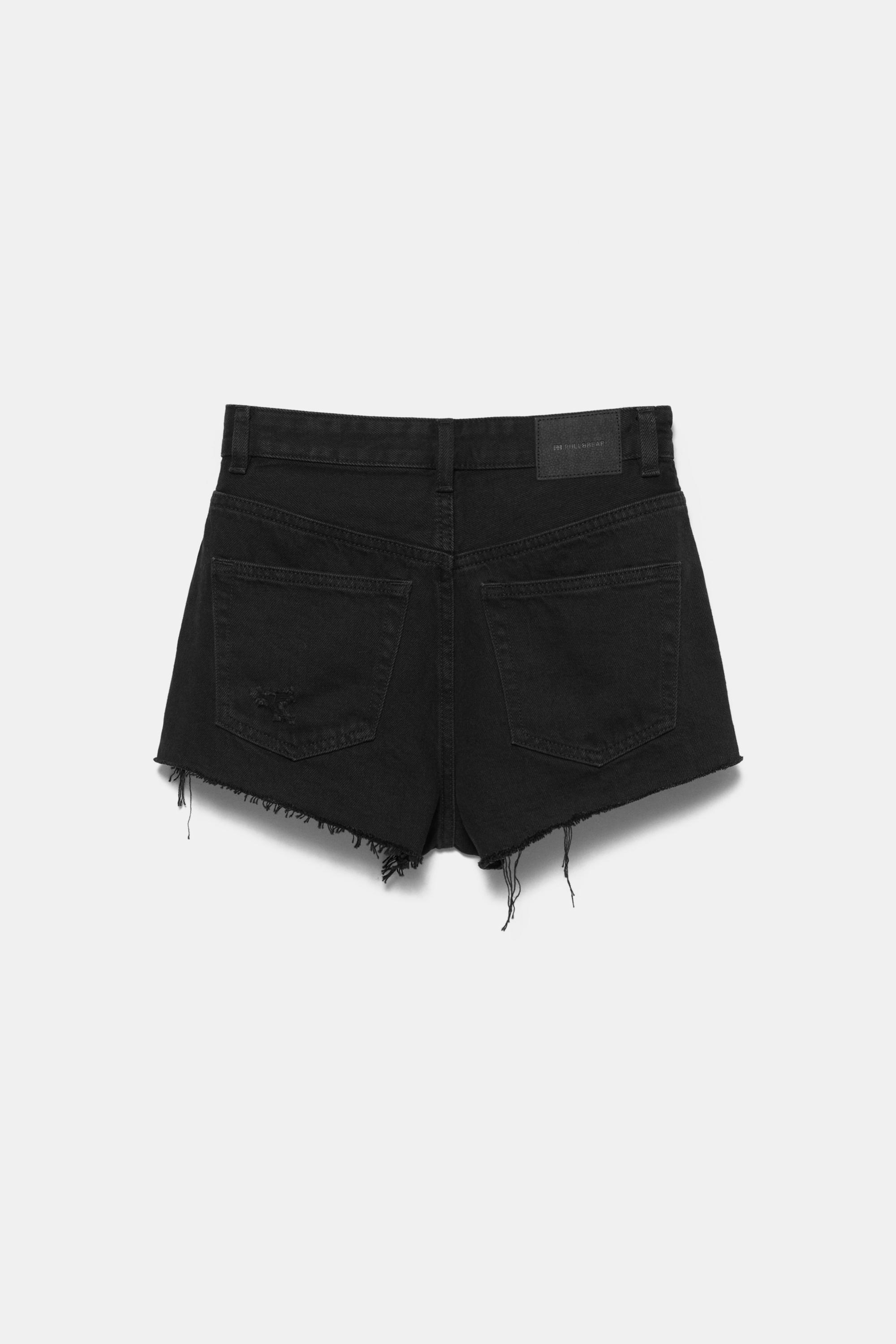 Mom fit yırtık denim şort - Görsel 11