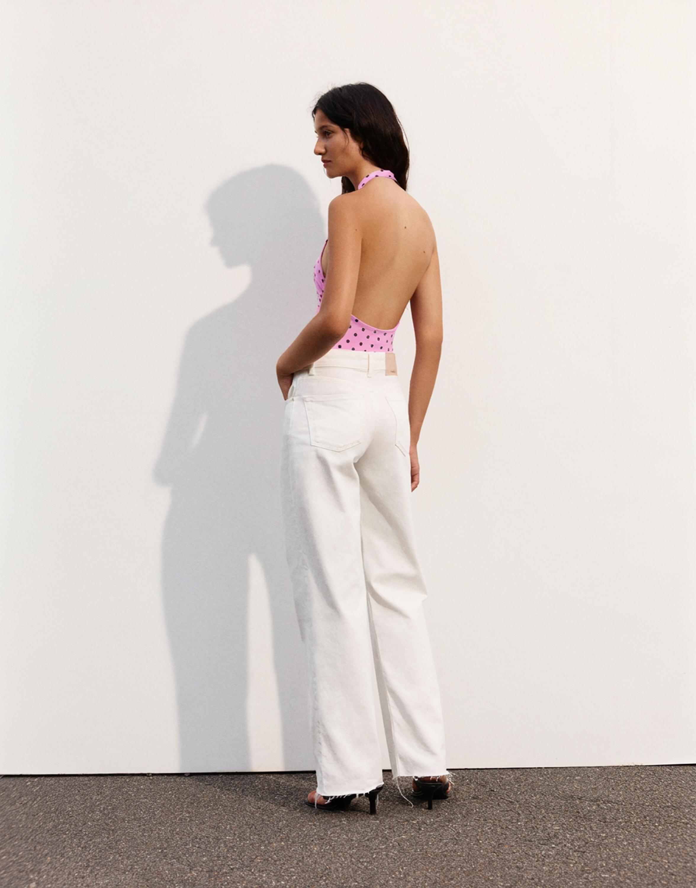 Gathered halterneck bodysuit — Pale fuchsia