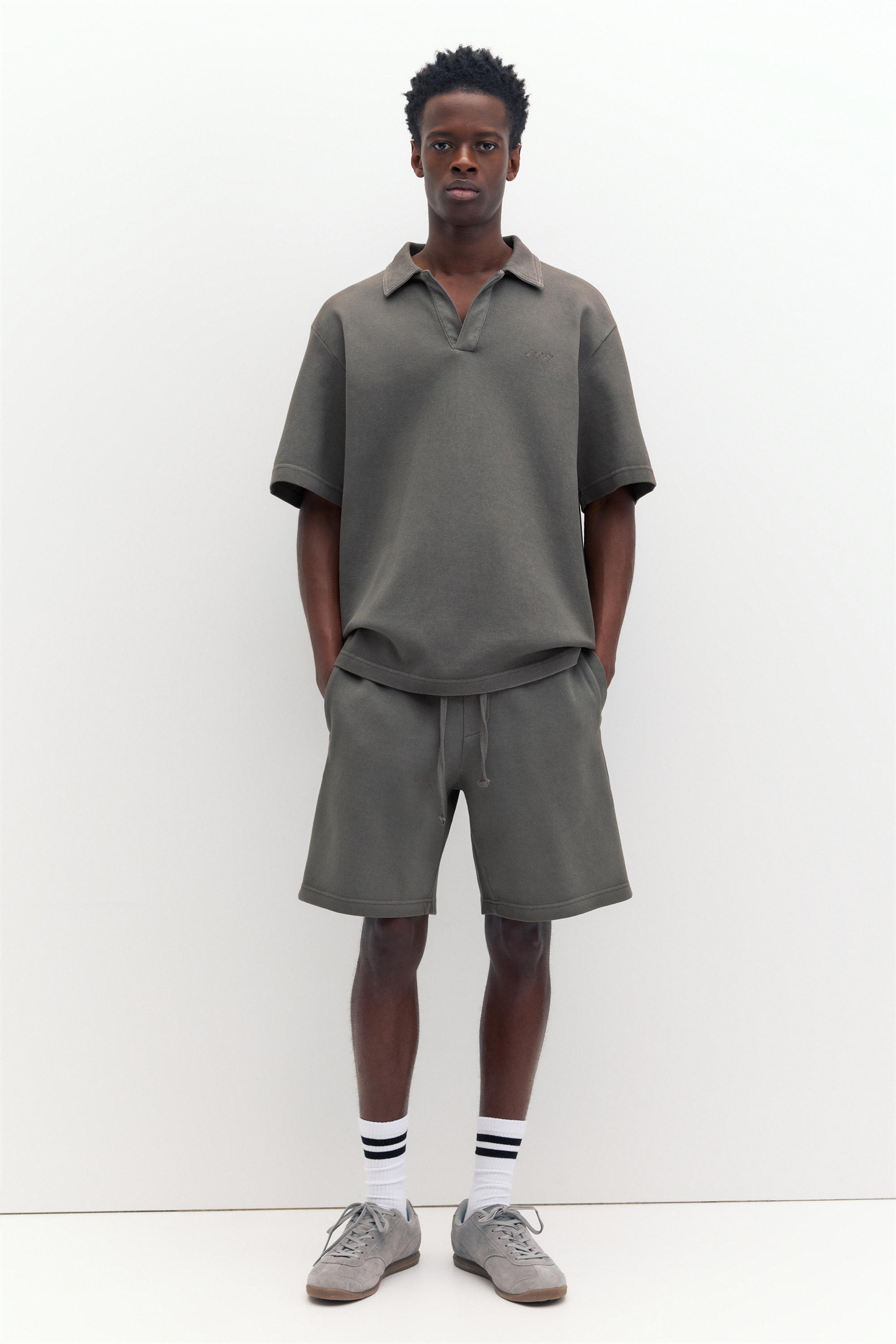 Short sleeve piqué polo shirt — Anthracite grey