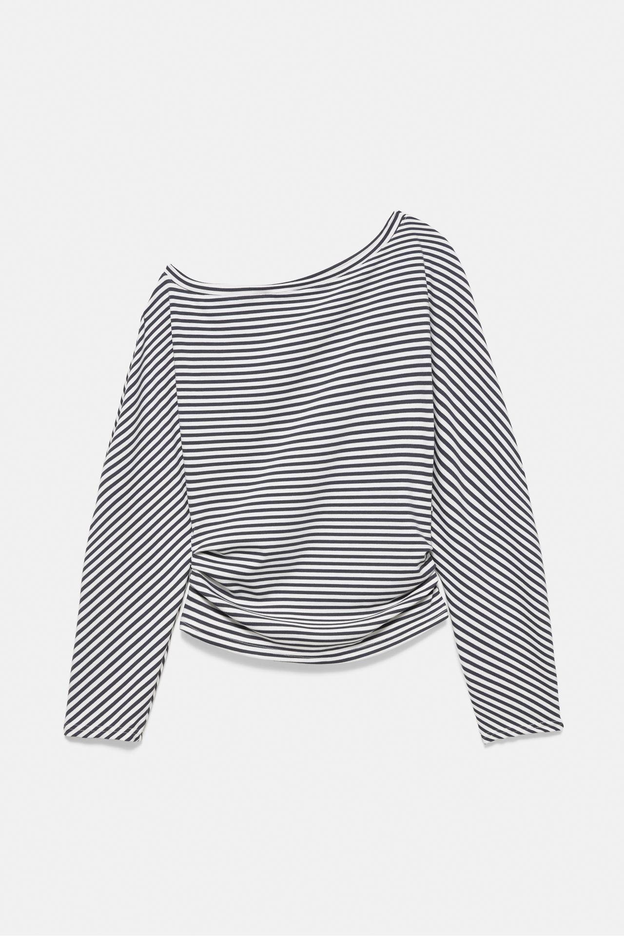 Asymmetric long sleeve top — Striped