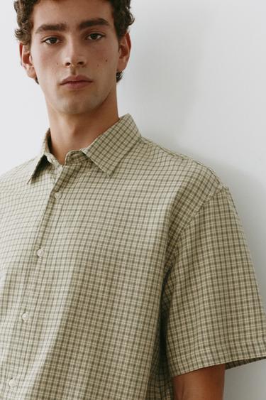 Short sleeve check shirt — Green/Ecru 4