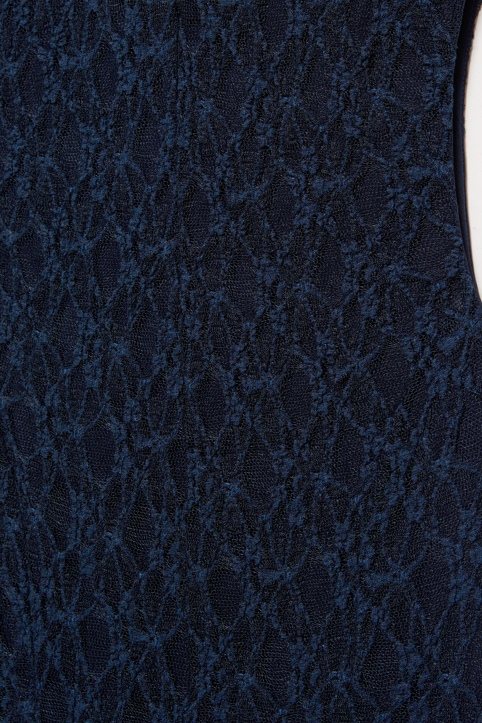 Fitted lace midi dress — Navy