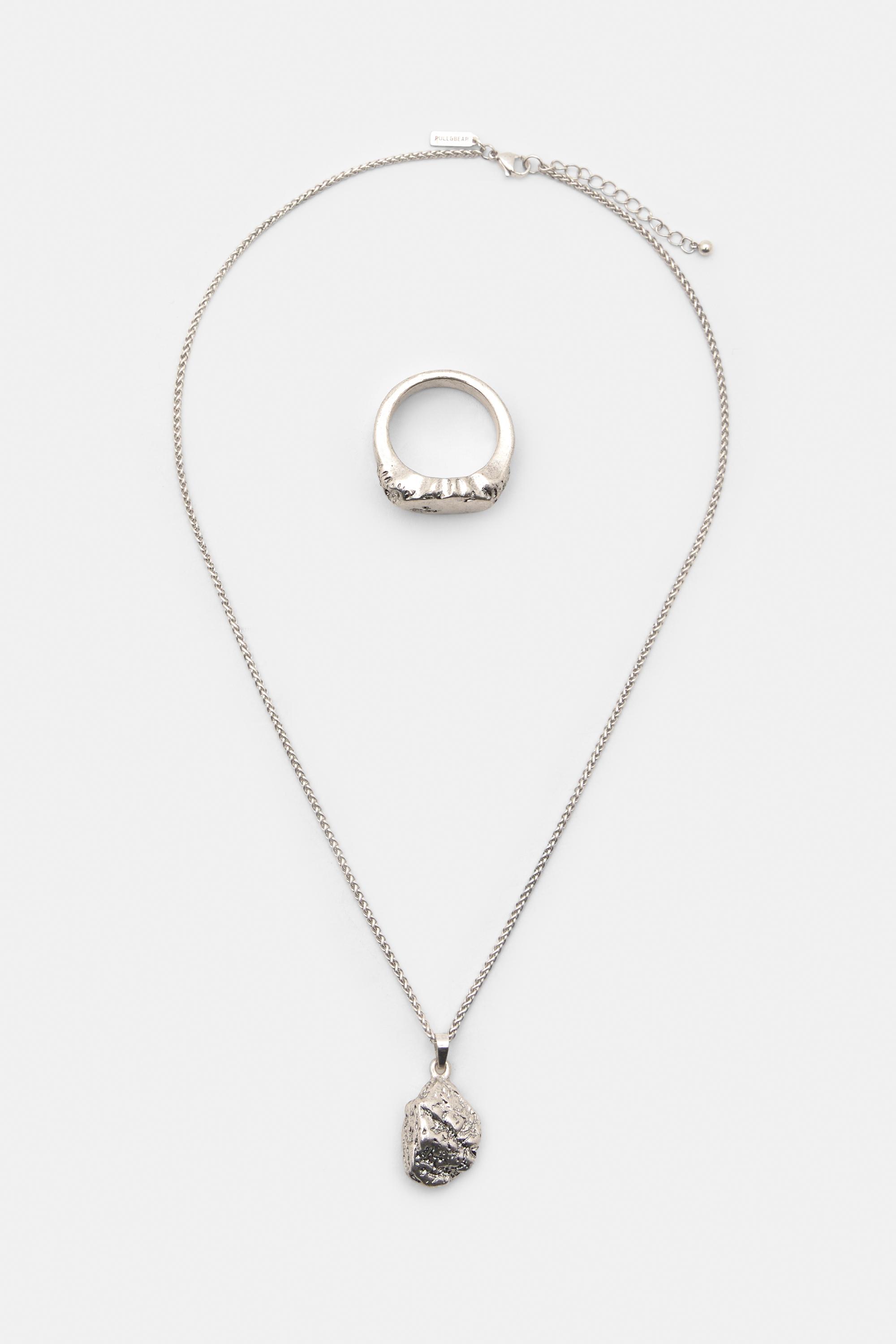 Set: Halskette Und Ring Mit Stein