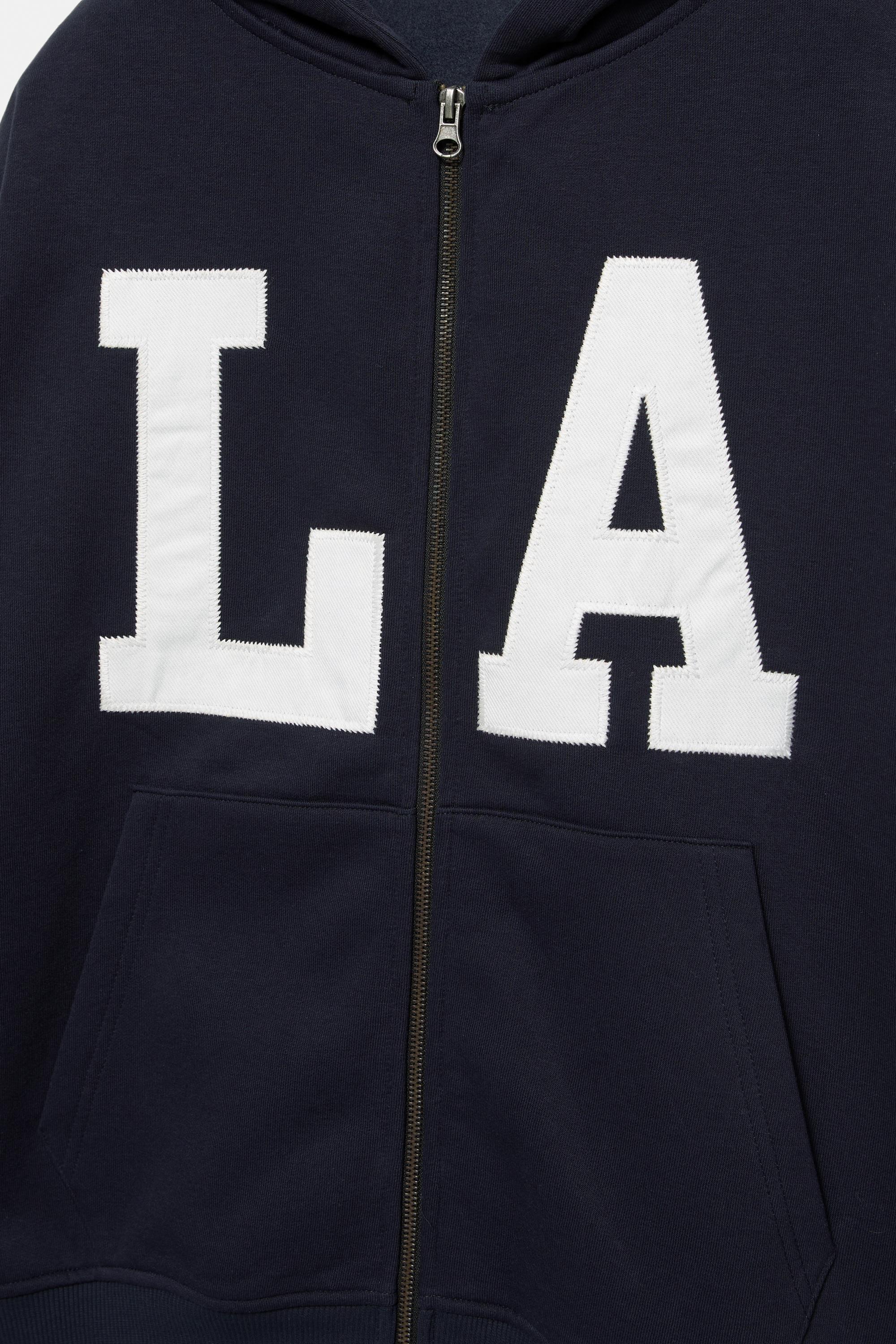 Grafik fermuarlı kapüşonlu sweatshirt - Görsel 2