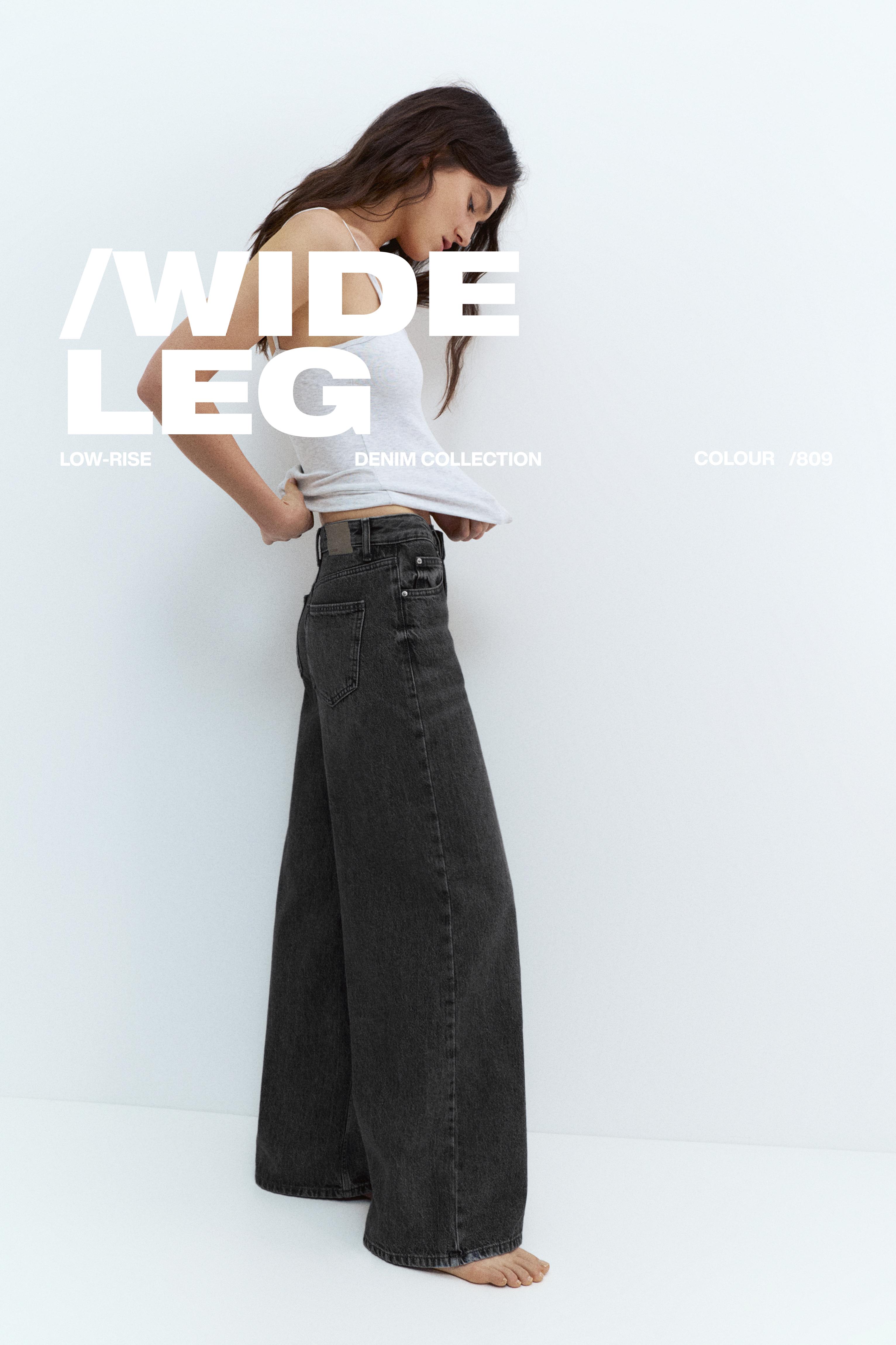 Low-rise wide-leg jeans — Medium grey