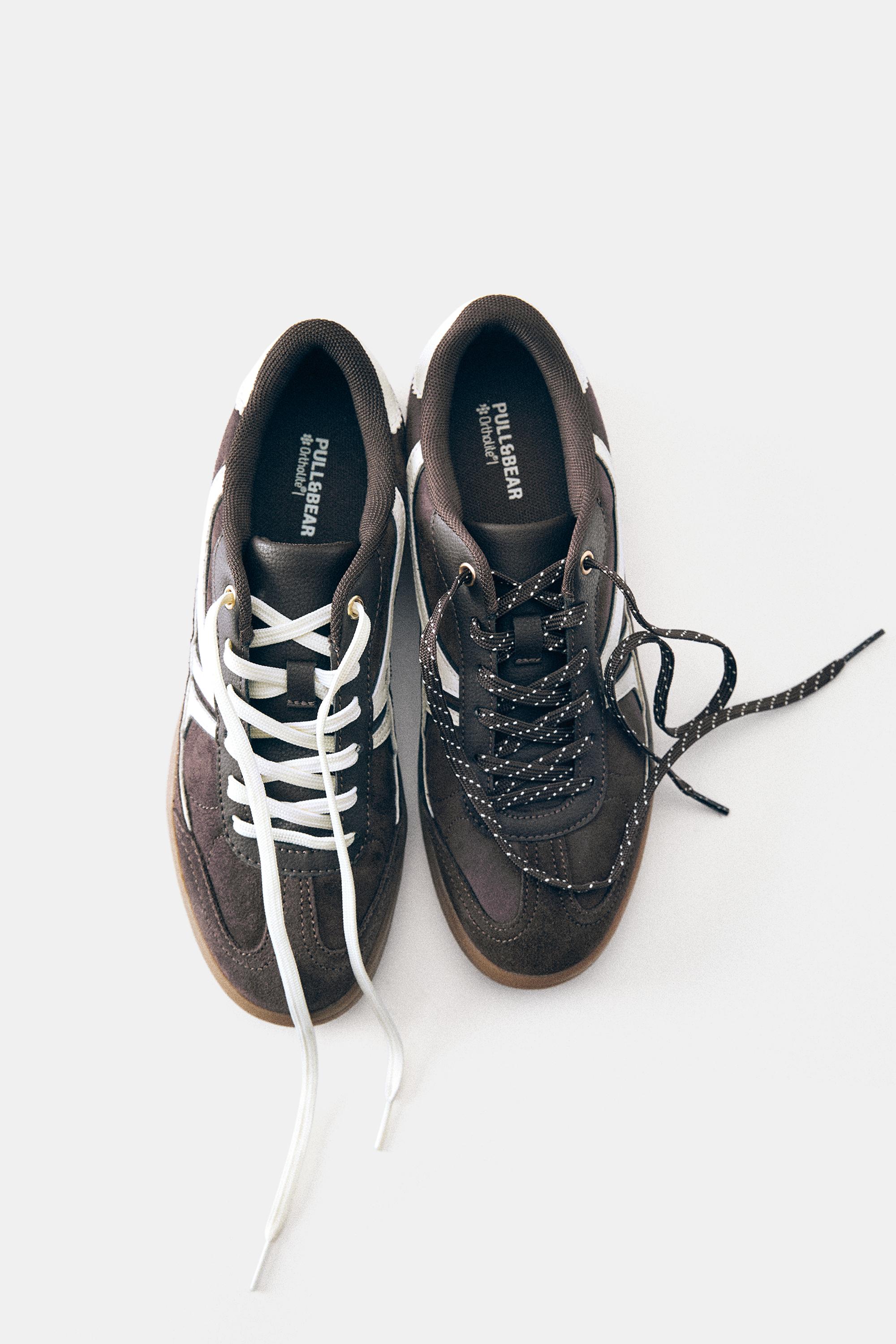 Lace-up retro trainers — Brown