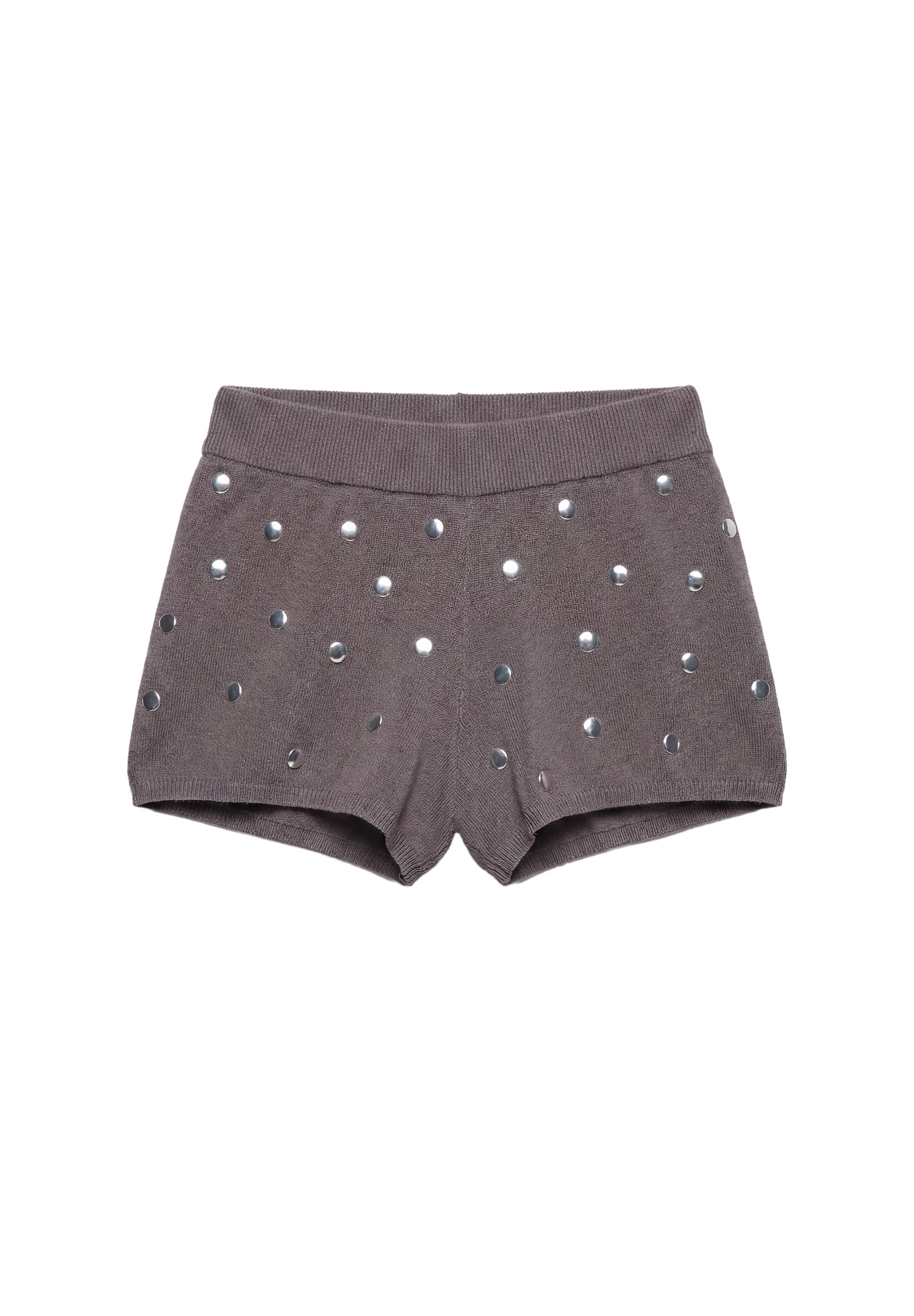 Studded knit shorts — Steel