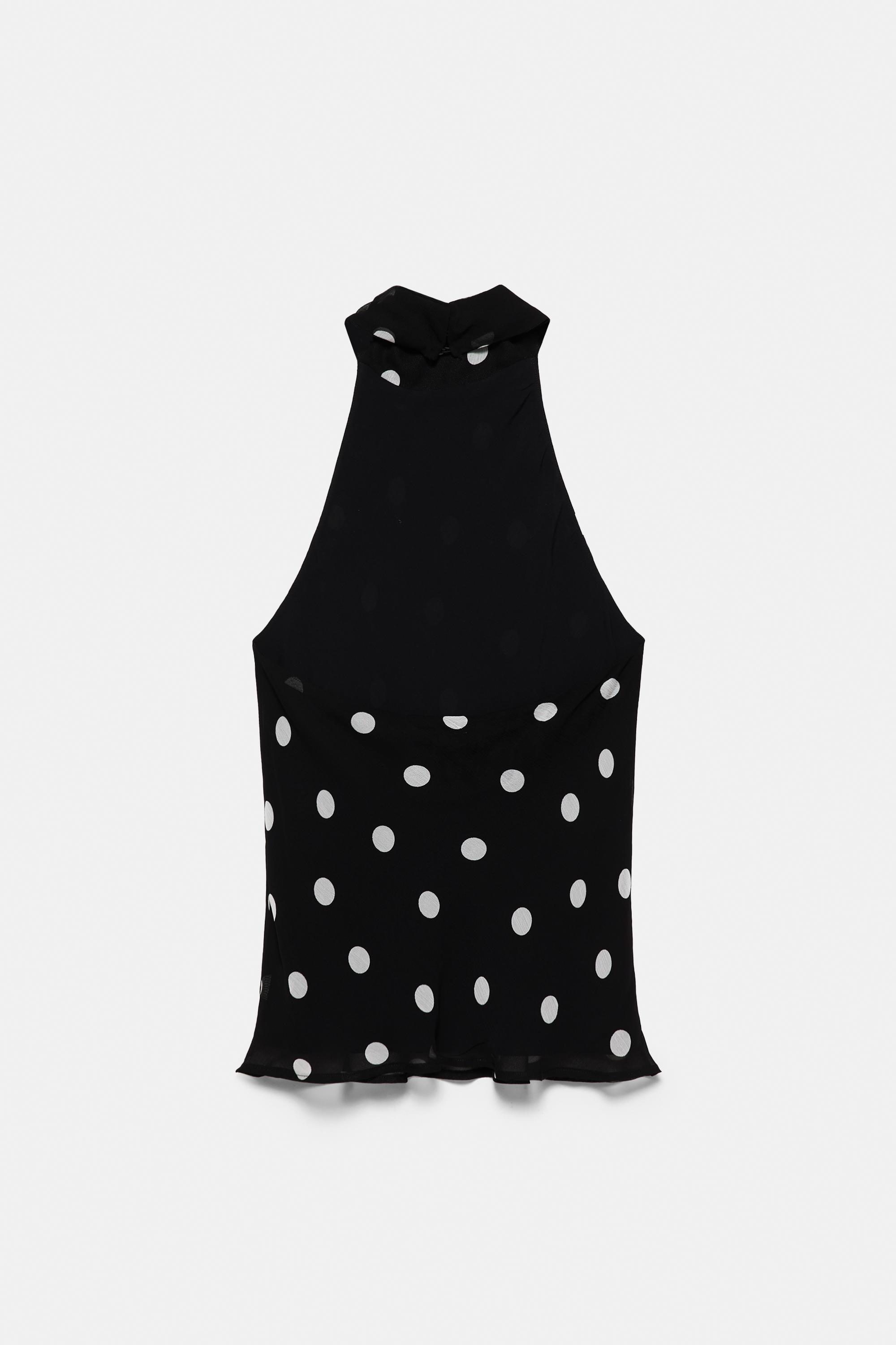 Puantiye desenli halter top - Görsel 3