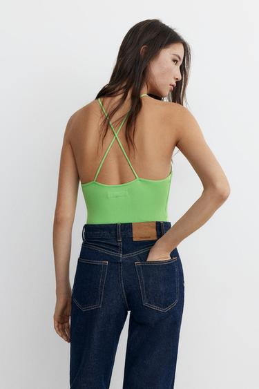 Halter strappy bodysuit — Apple green 2