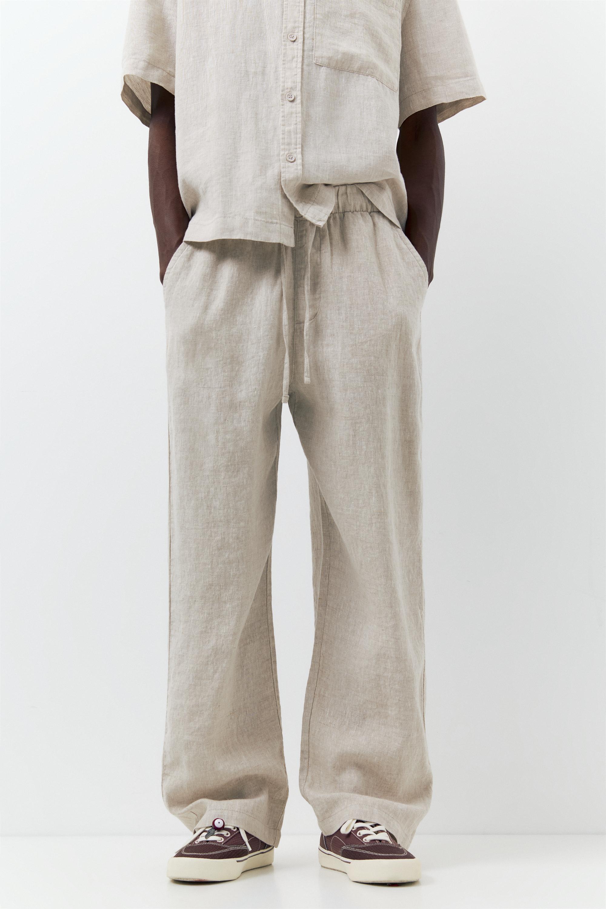 100% linen jogger trousers — Beige