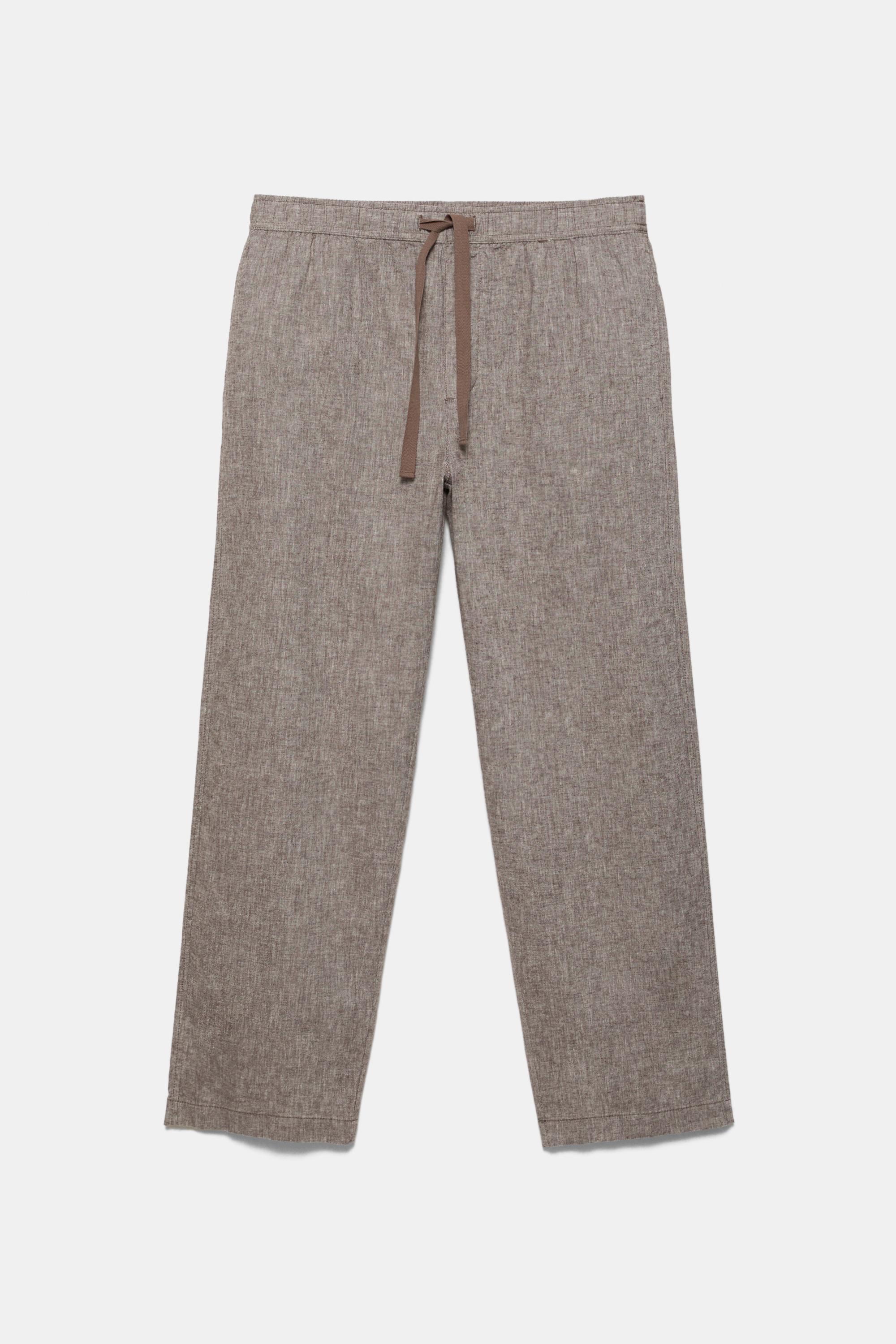 Linen blend jogger trousers — Chocolate