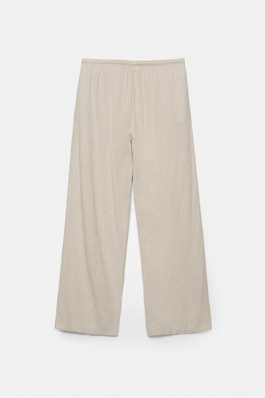 Flowy trousers with linen — Beige 7