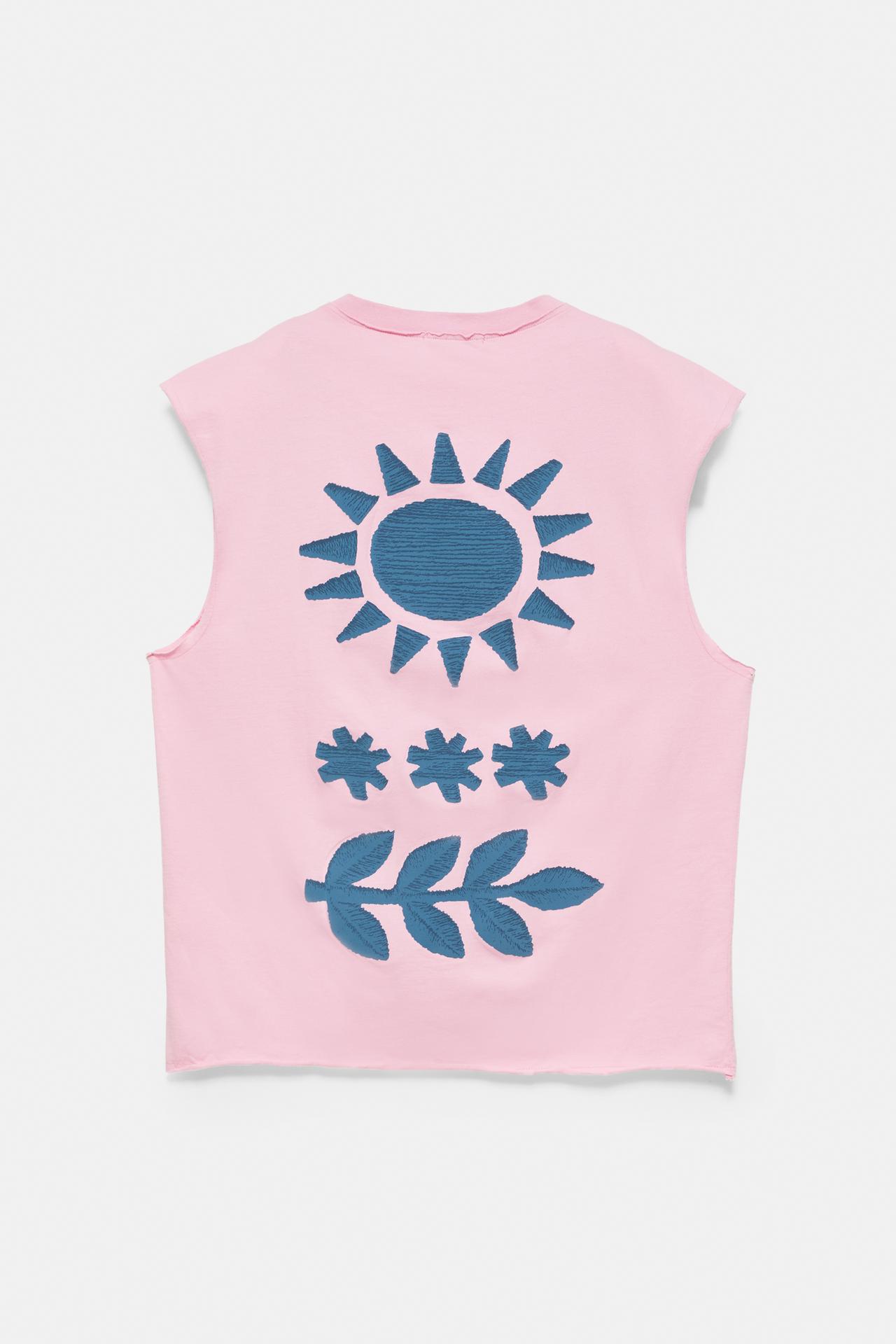 Ibiza boxy sleeveless T-shirt — Pink