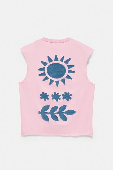 Ibiza boxy sleeveless T-shirt — Pink 8