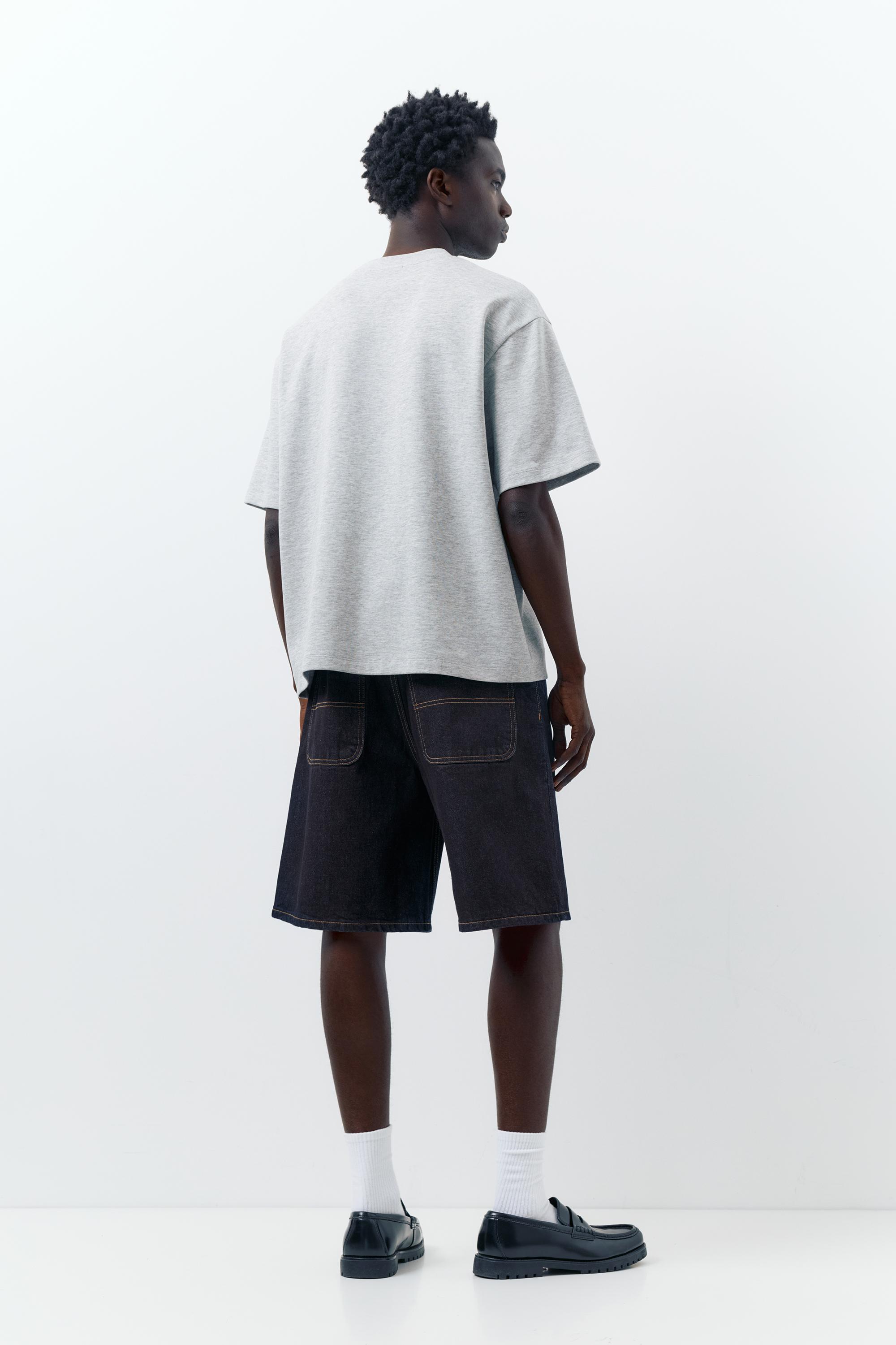 Baggy relaxed fit denim Bermuda shorts — Navy