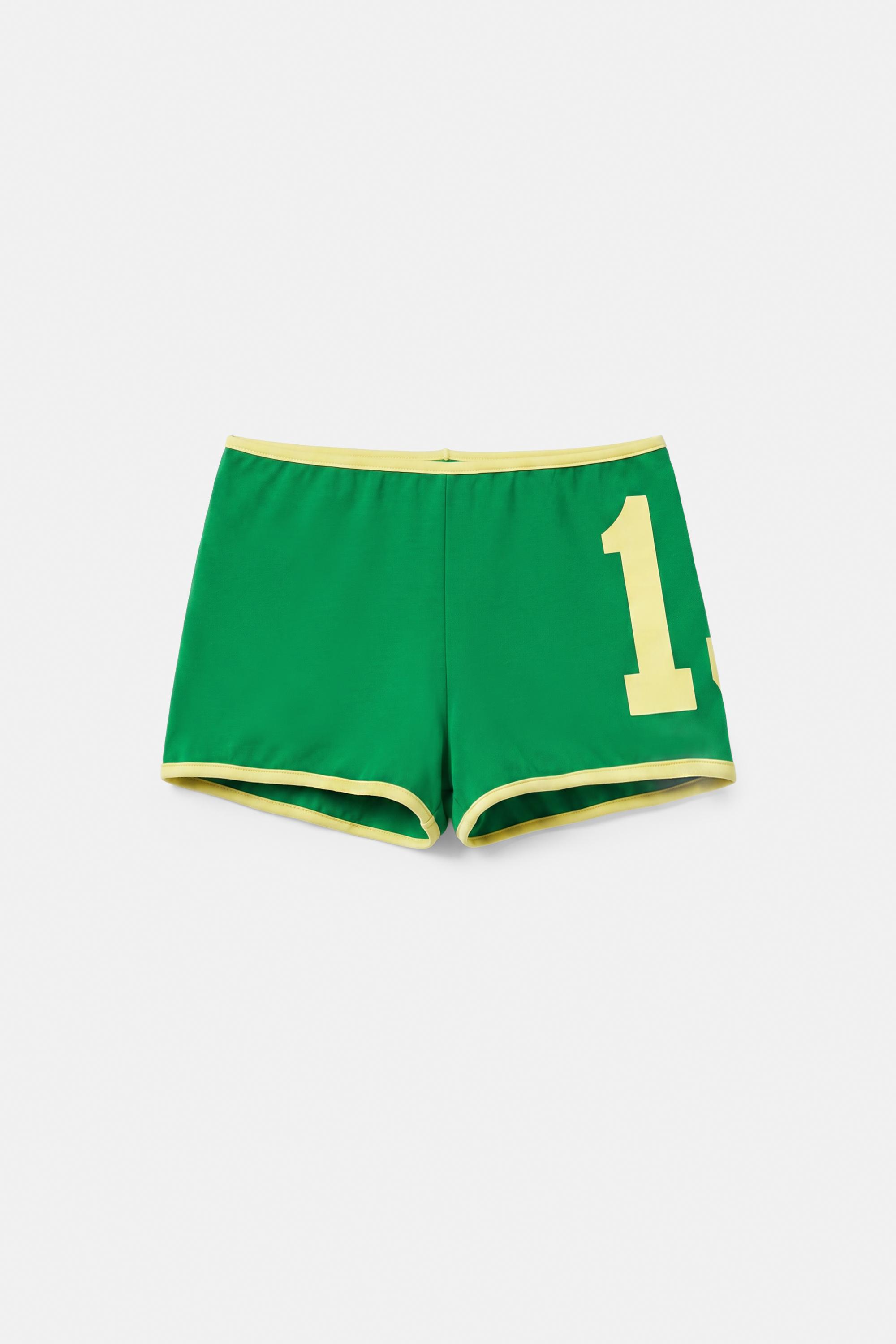 Brazil graphic ribbed mini shorts — Green