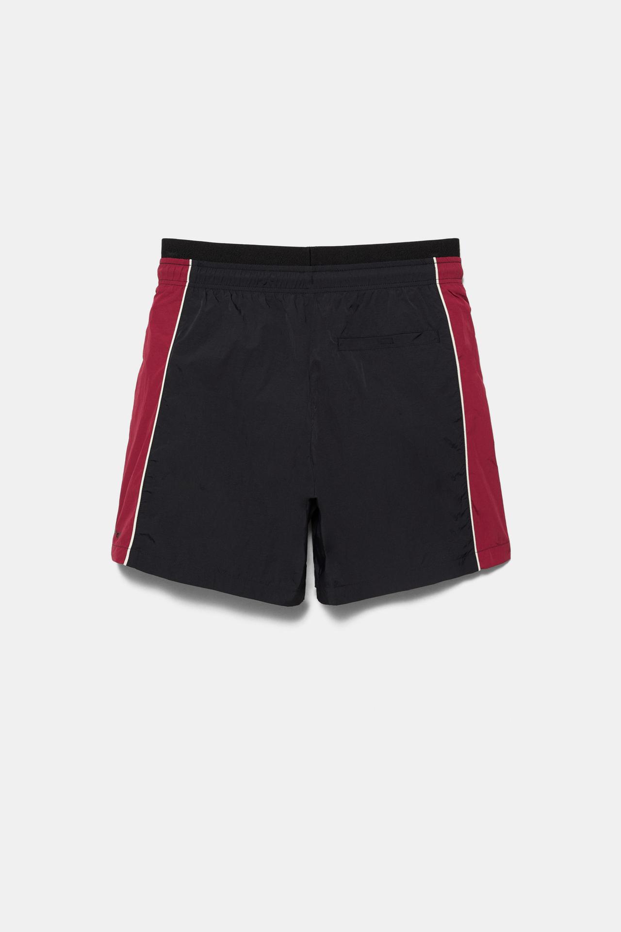 Panelled swimming trunks — Burgundy