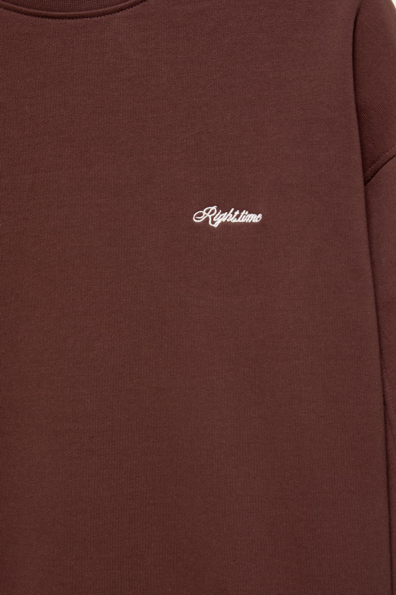Embroidered round neck sweatshirt — Brown