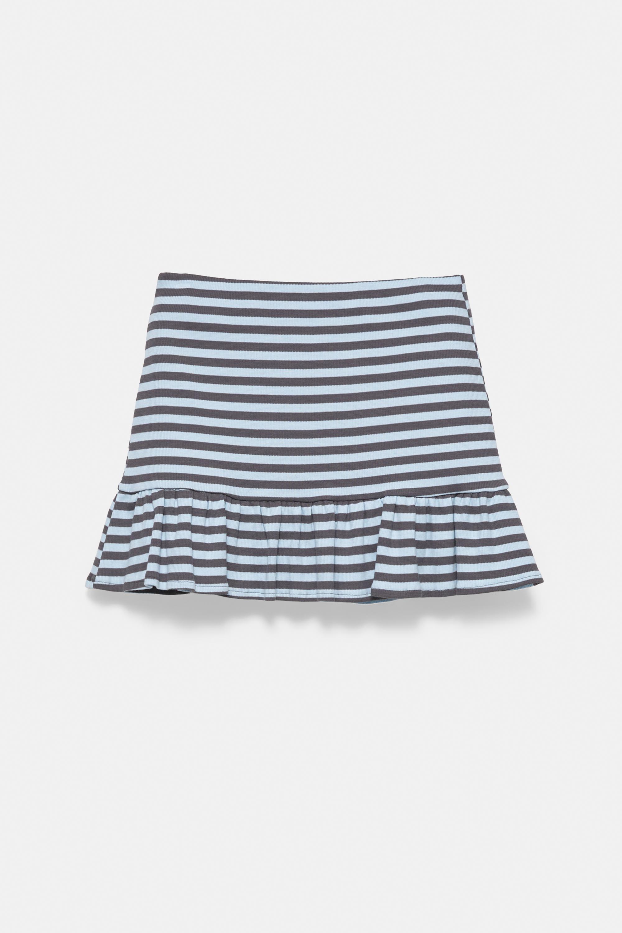 Striped ruffle mini skirt — Bluish grey