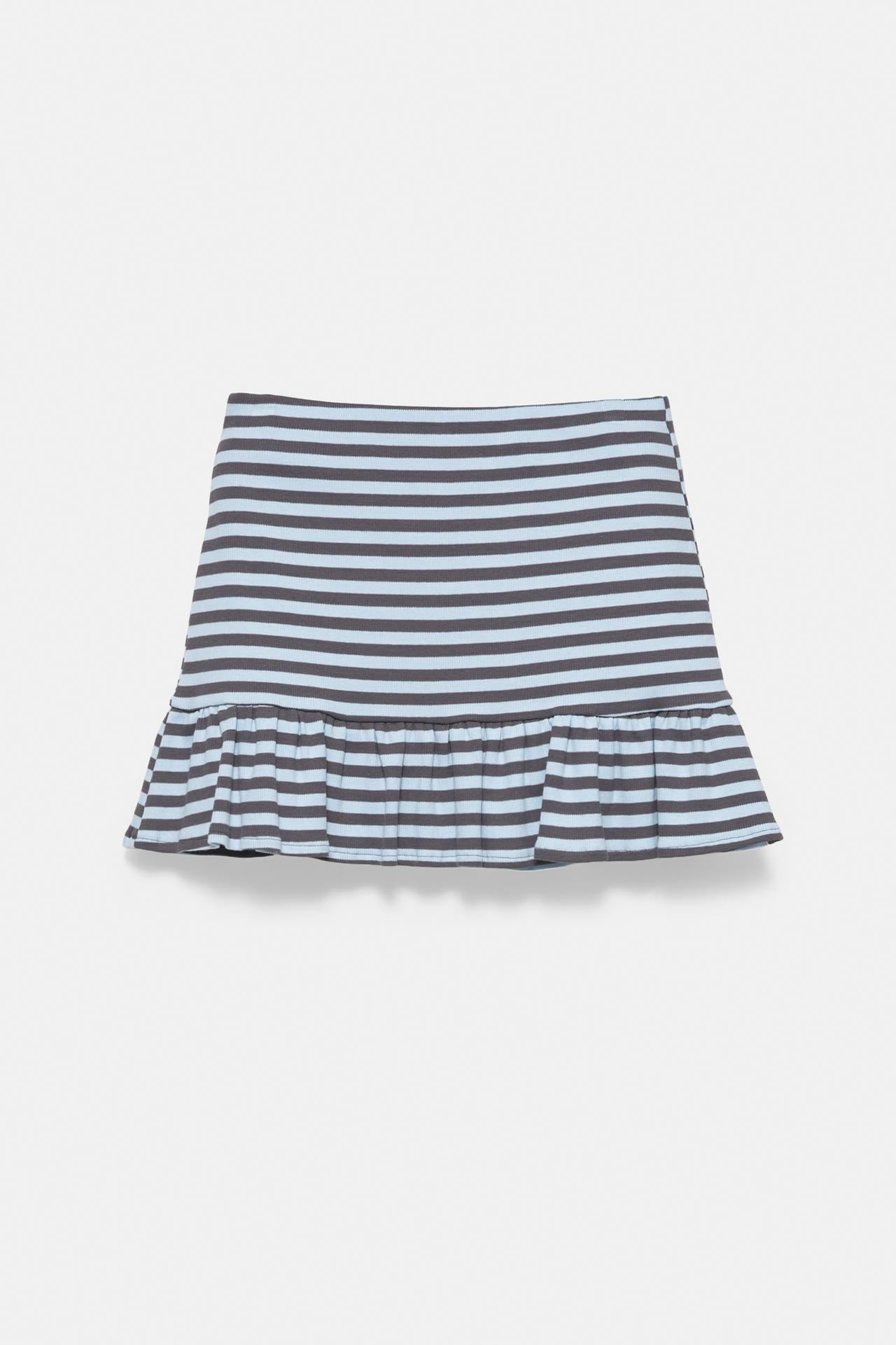 Striped ruffle mini skirt — Bluish grey