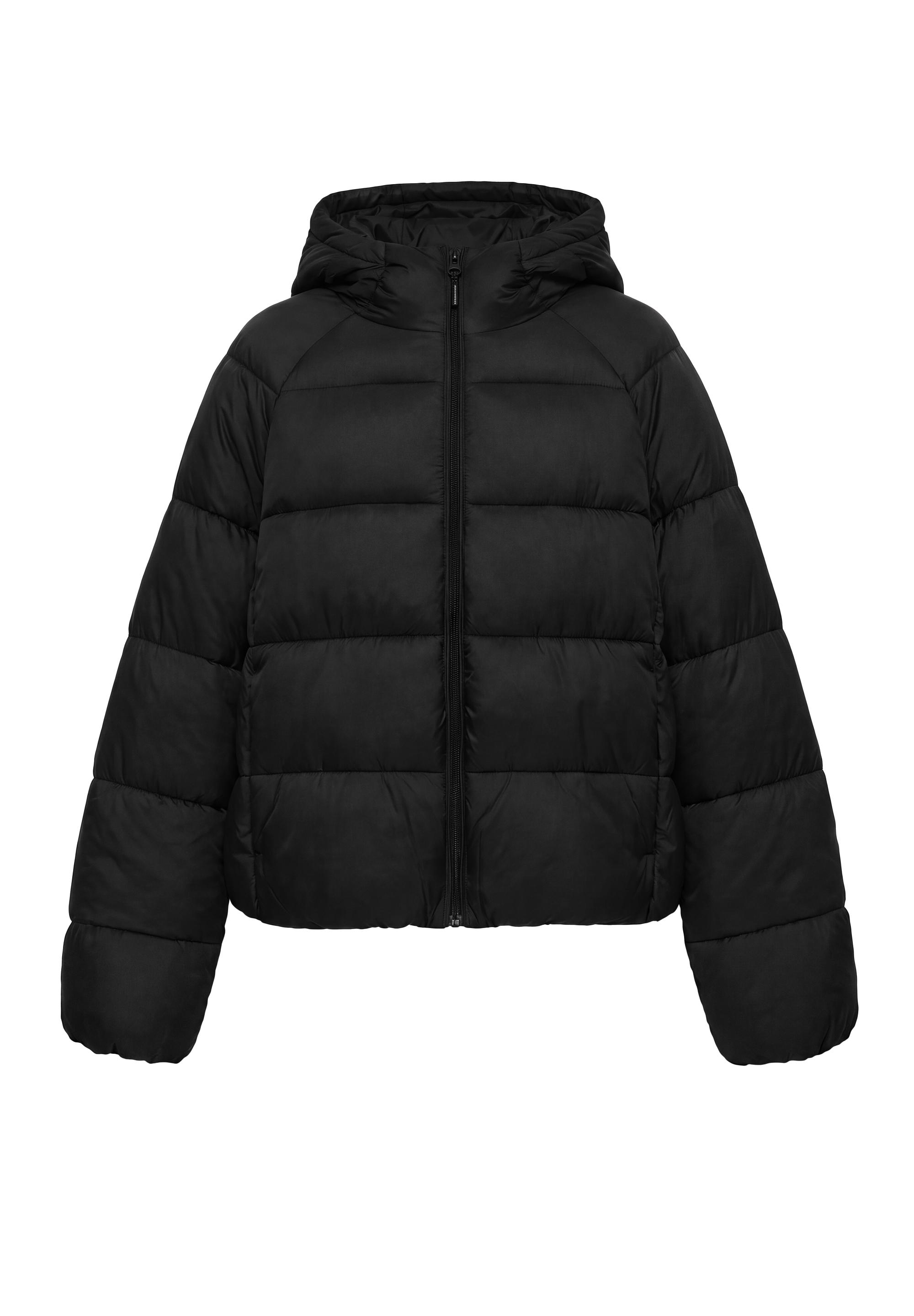 Hooded puffer jacket — Black
