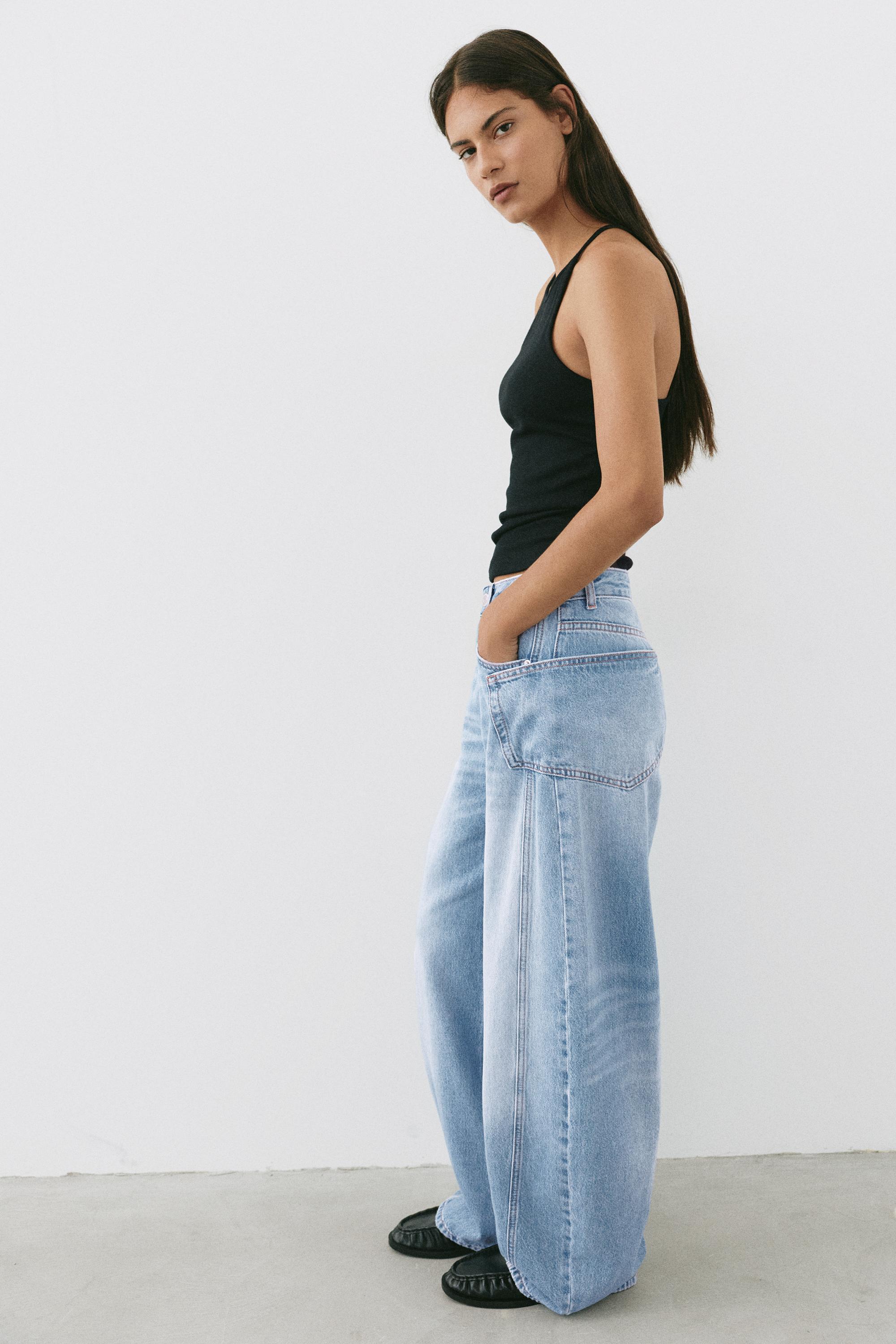 Seam detail balloon-fit baggy jeans — Pale blue