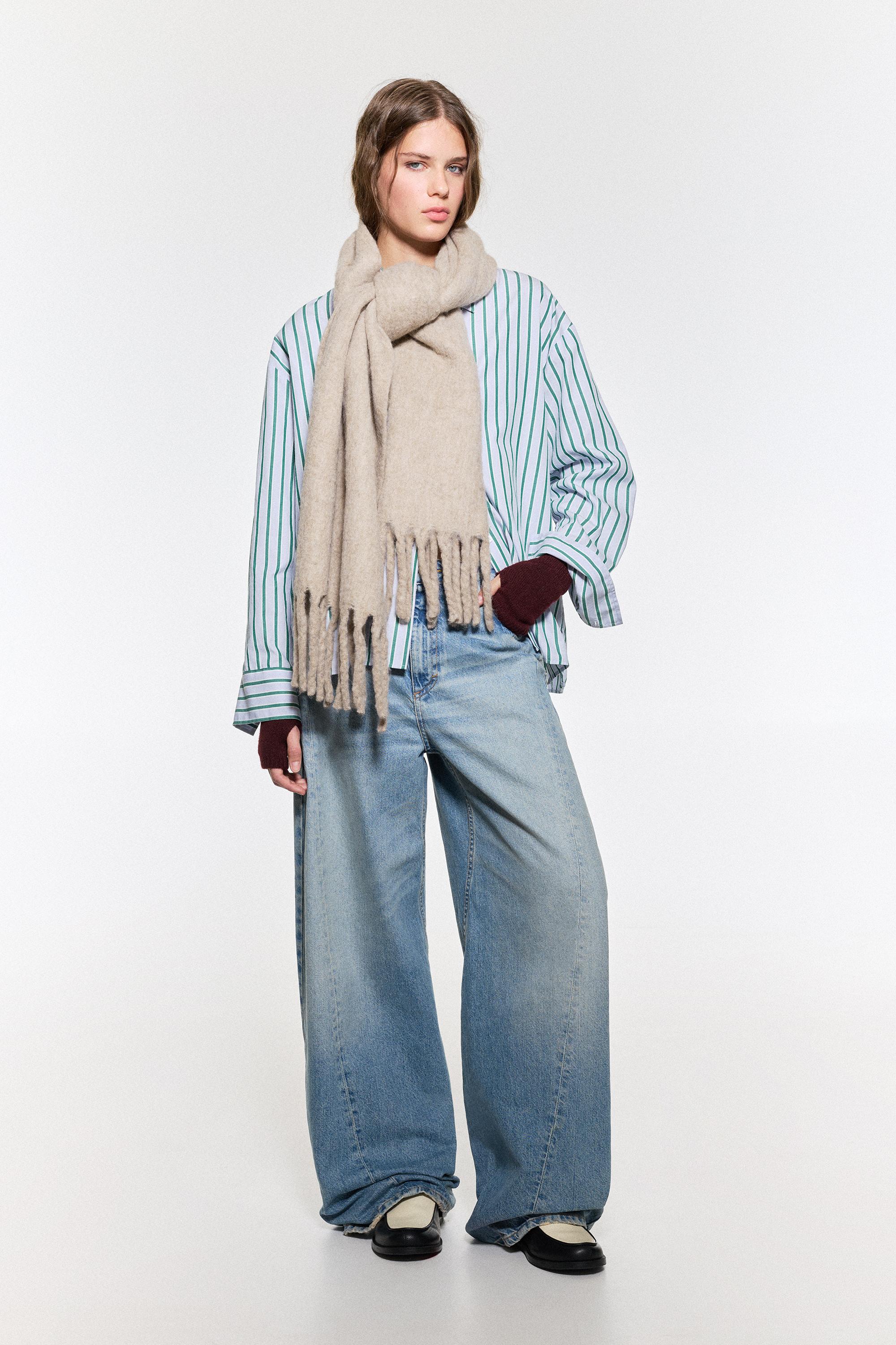 Maxi mohair-effect scarf — Sand