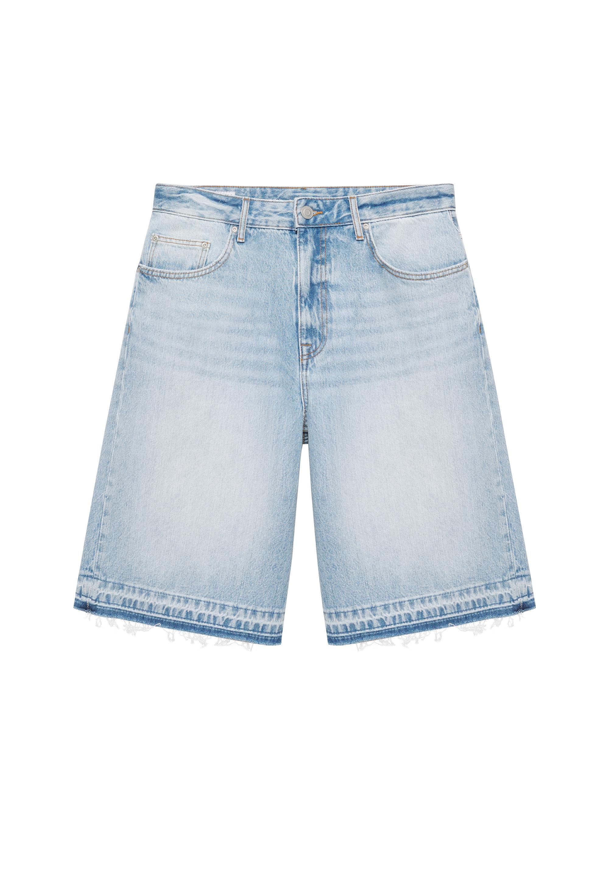 Frayed hem skater Bermuda shorts — Pale indigo