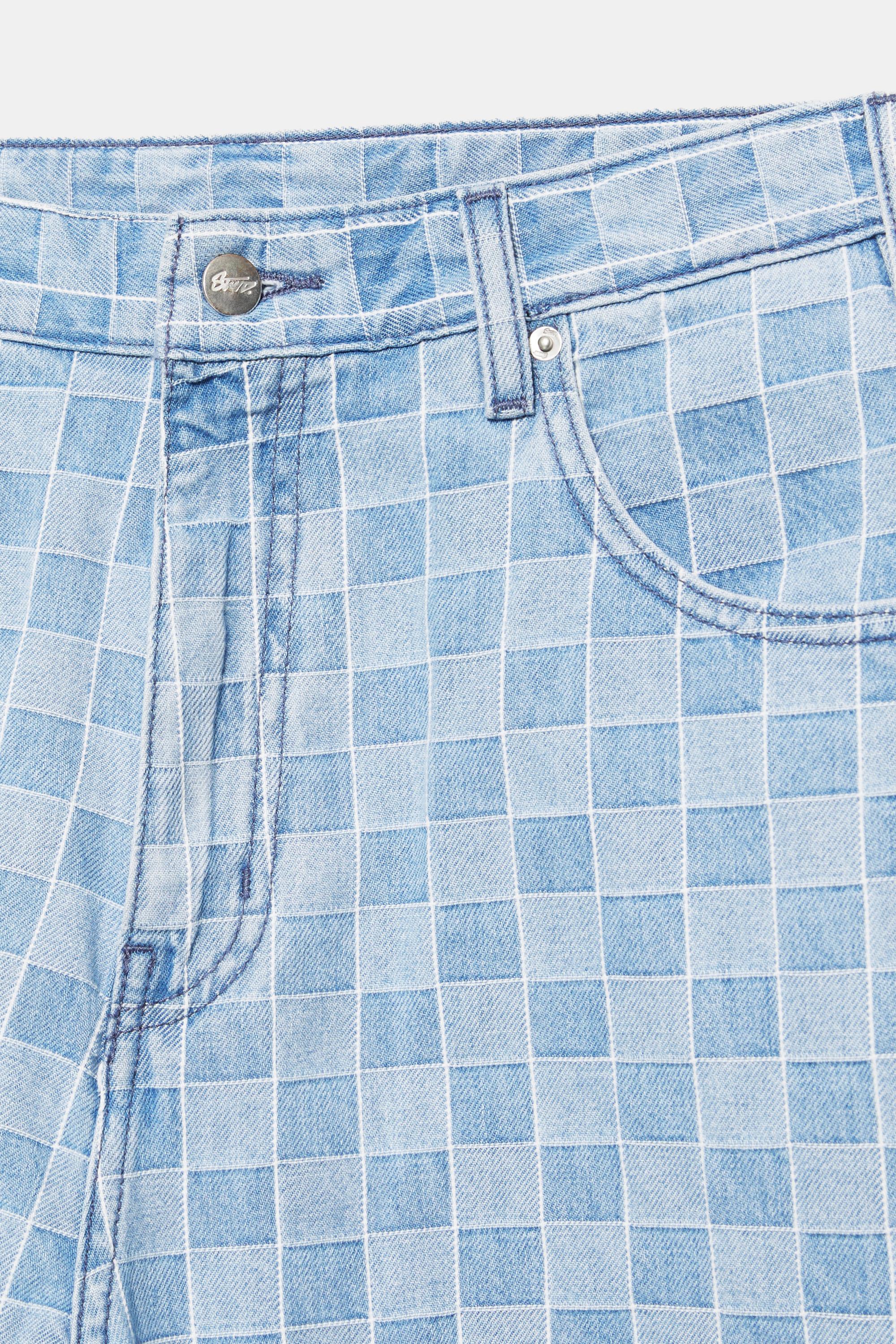 Kareli denim bermuda - Görsel 3