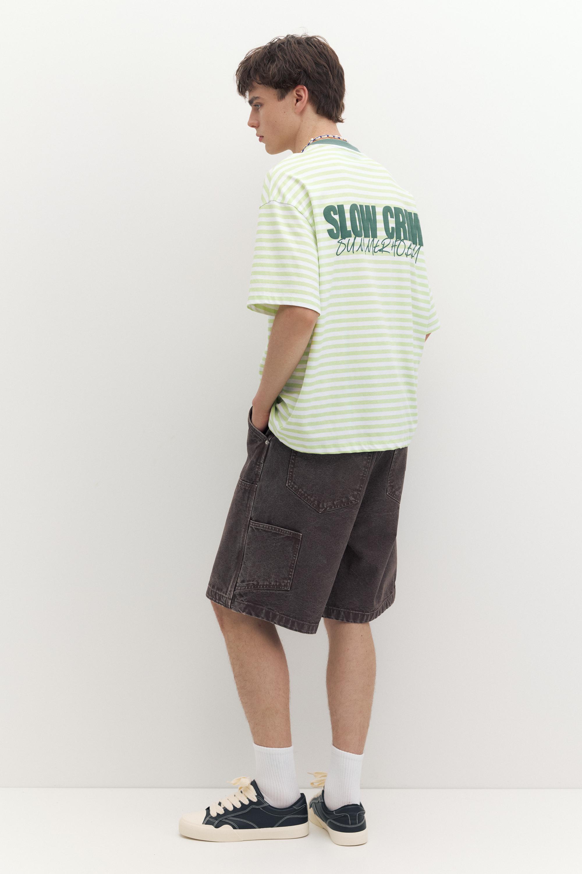 STWD boxy striped T-shirt — Green