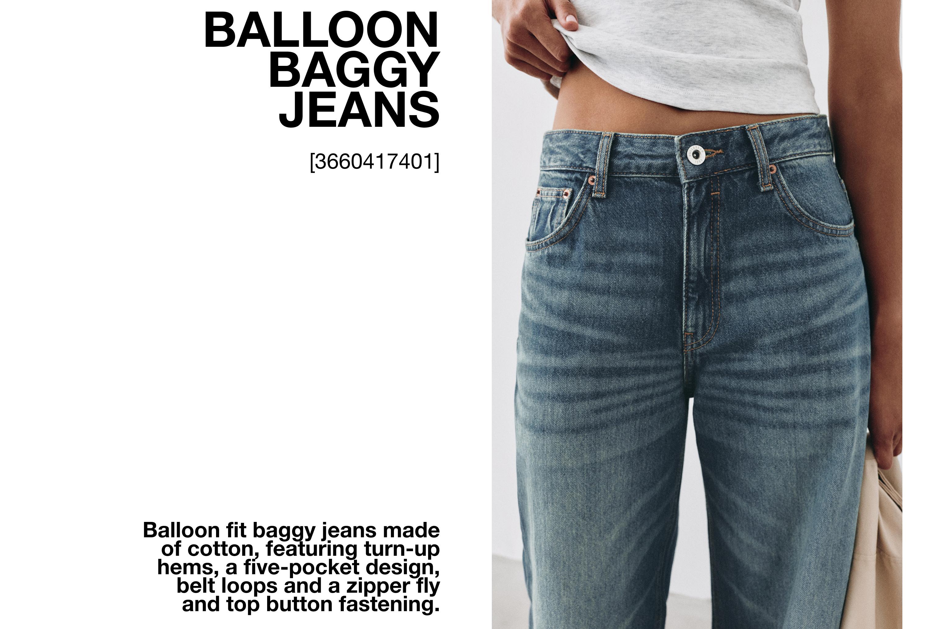 Balloon fit baggy jeans with turn-up hems — Dark blue