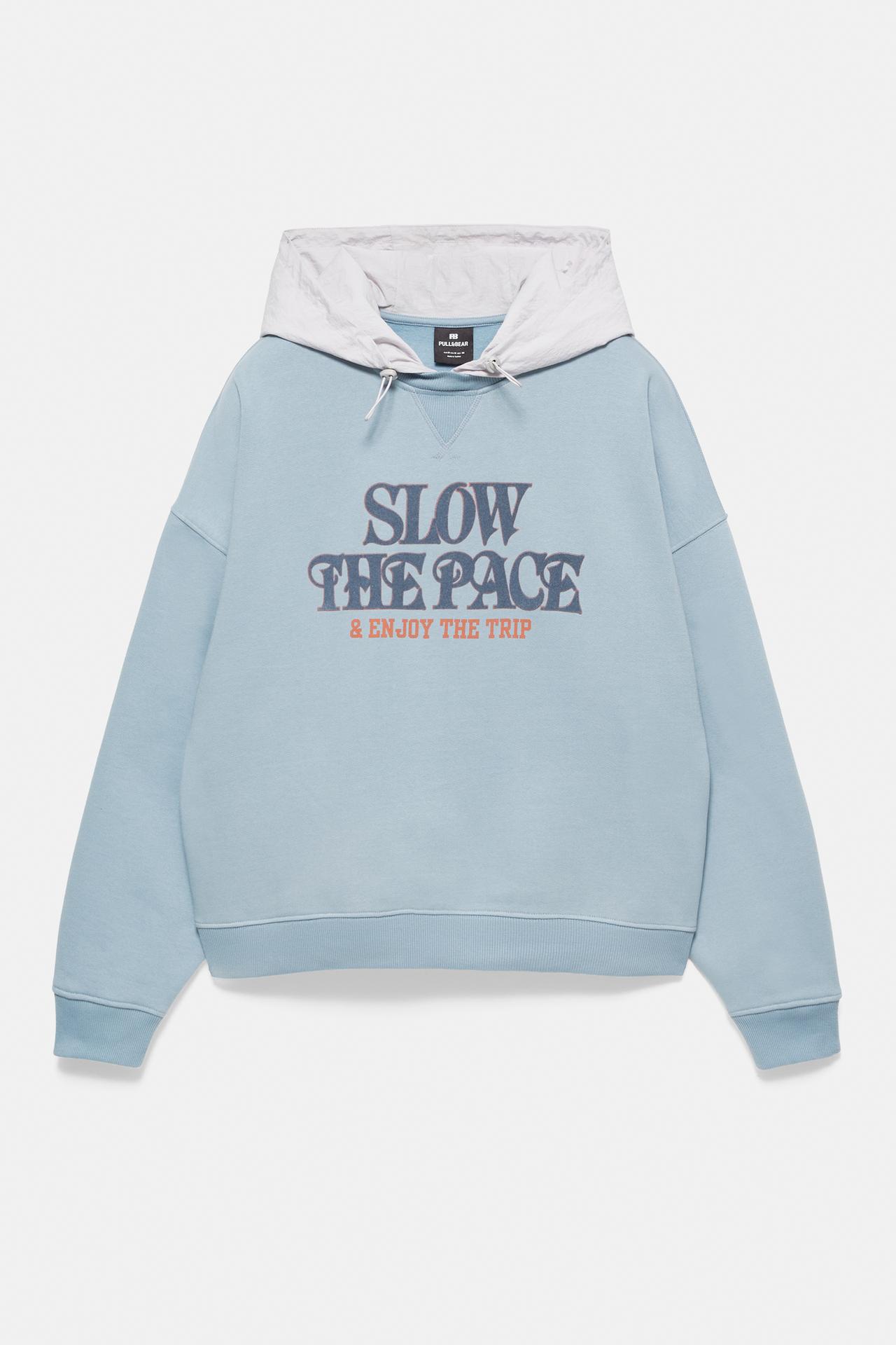 Combined graphic hoodie — Blue