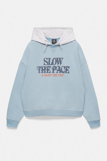 Combined graphic hoodie — Blue 3