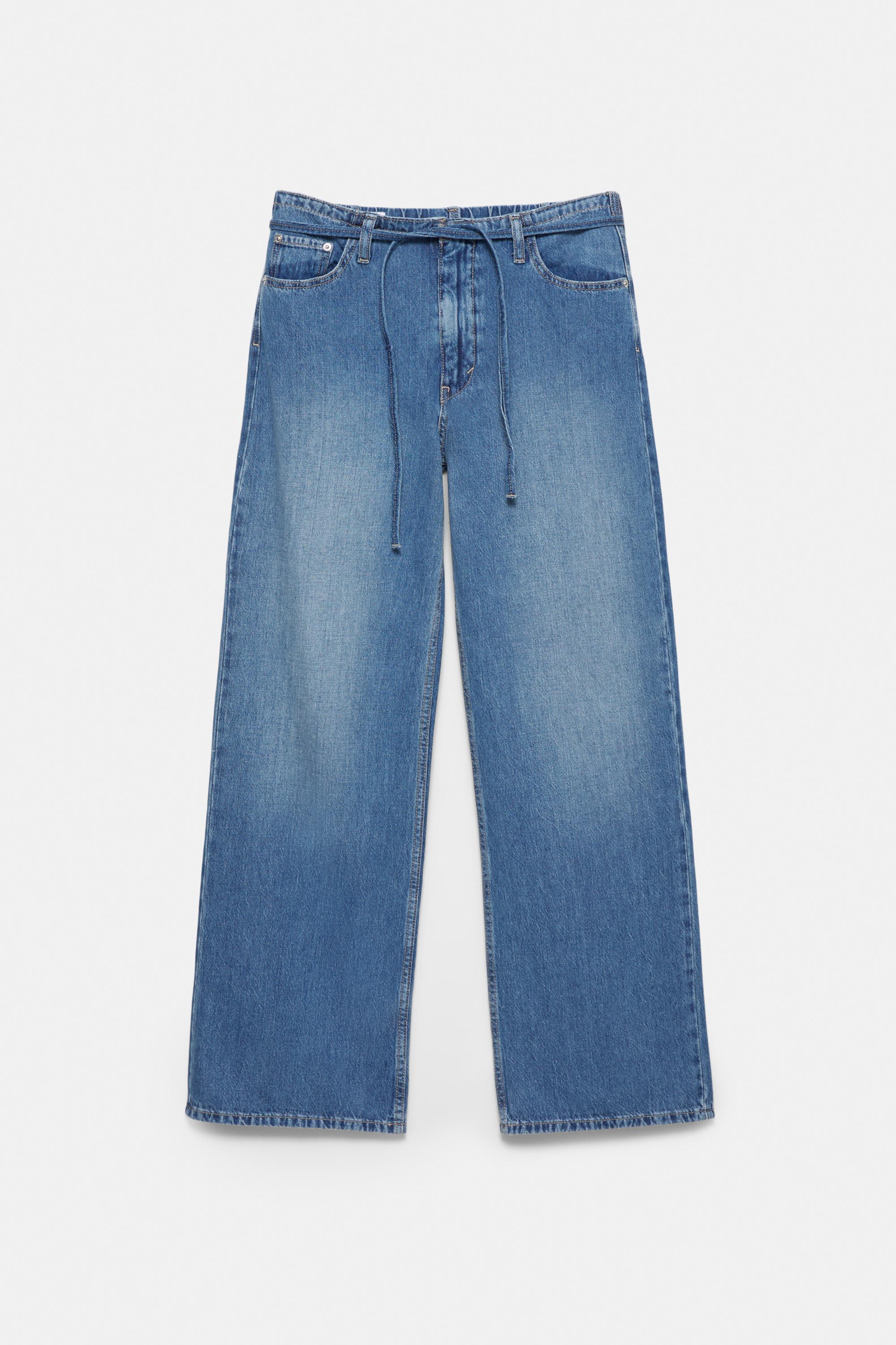 Baggy jeans with drawstring — Medium blue