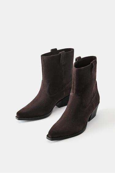 Leather cowboy ankle boots — Brown 3