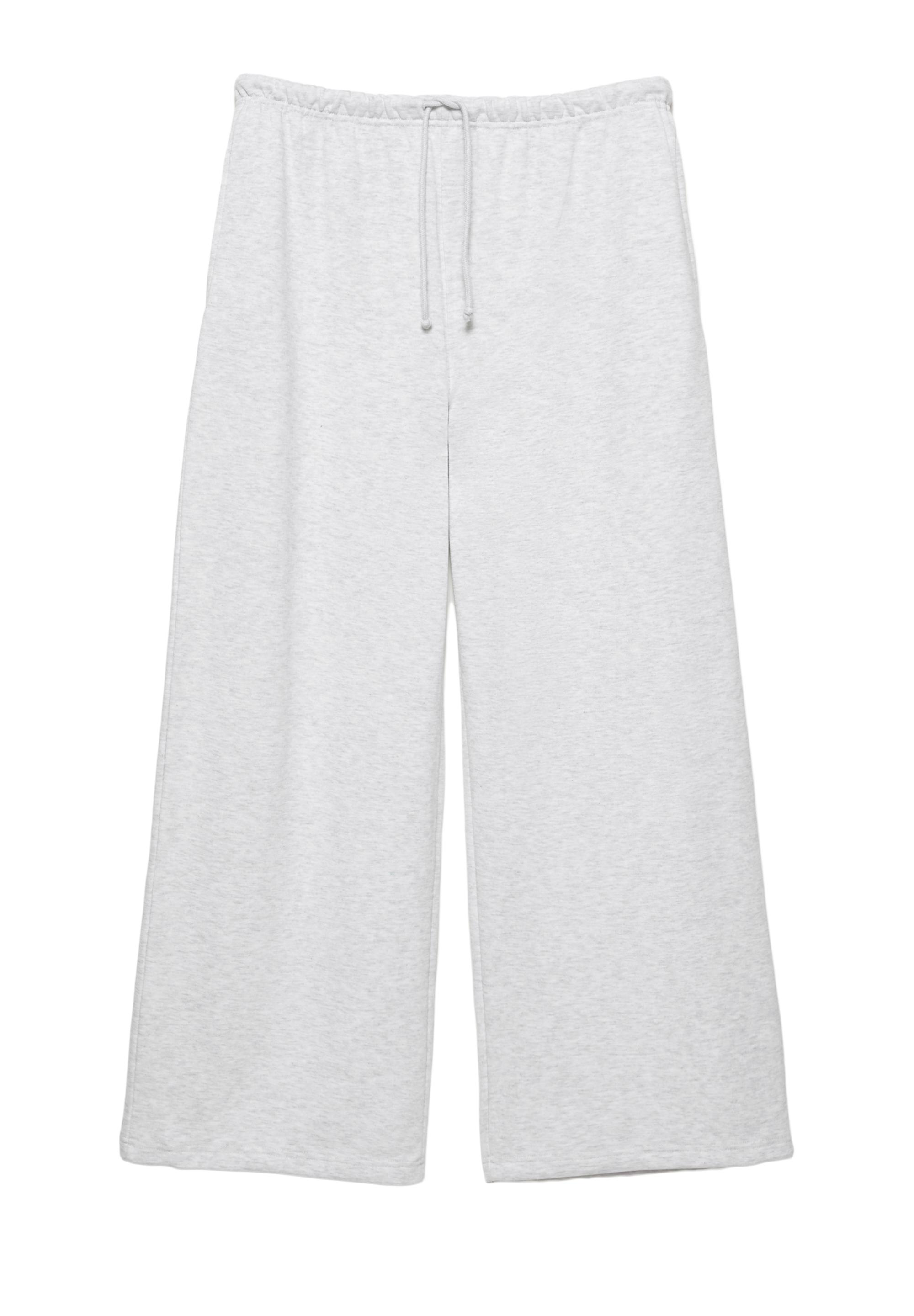 Wide-leg tracksuit bottoms with adjustable hem — Grey marl
