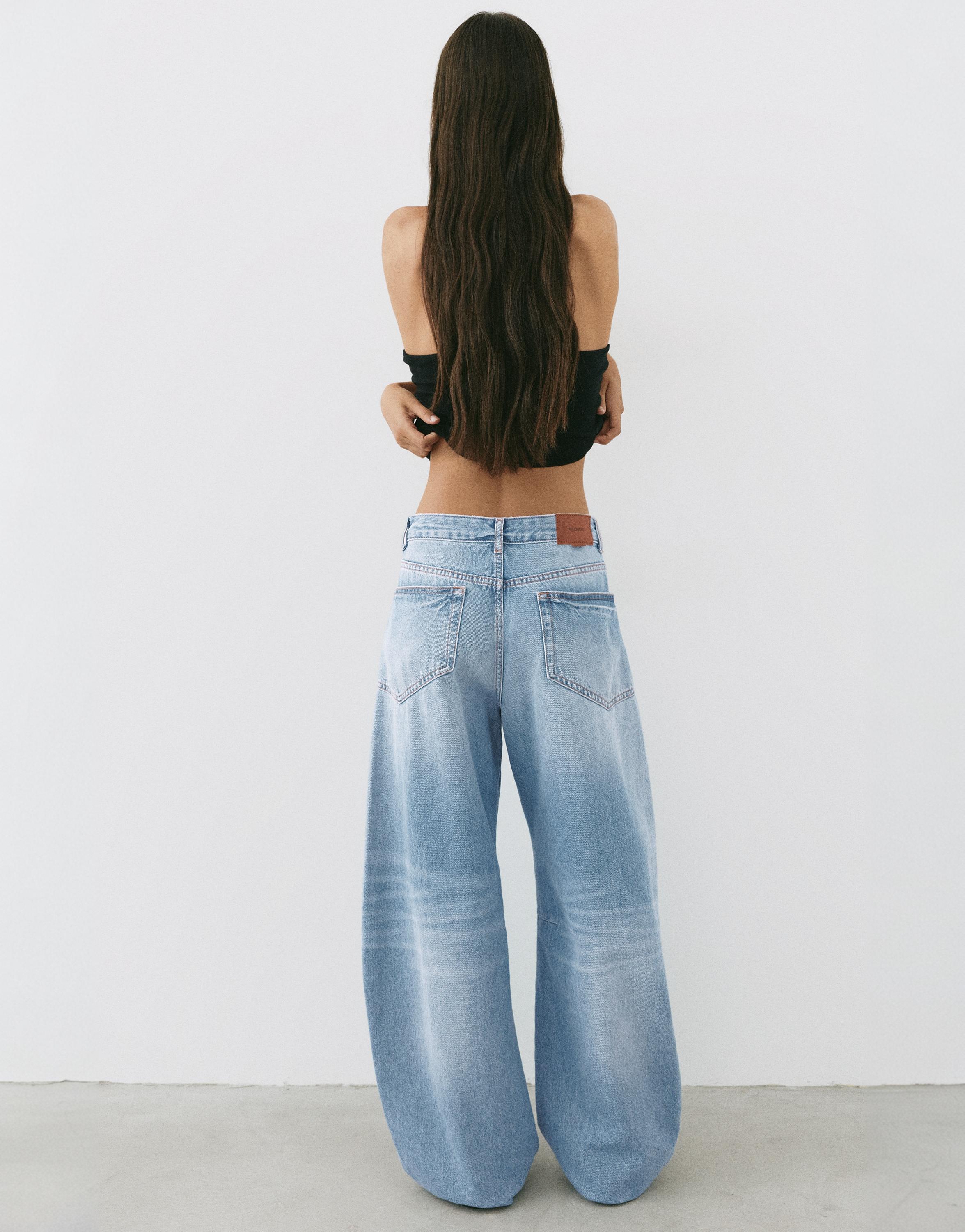 Seam detail balloon-fit baggy jeans — Pale blue