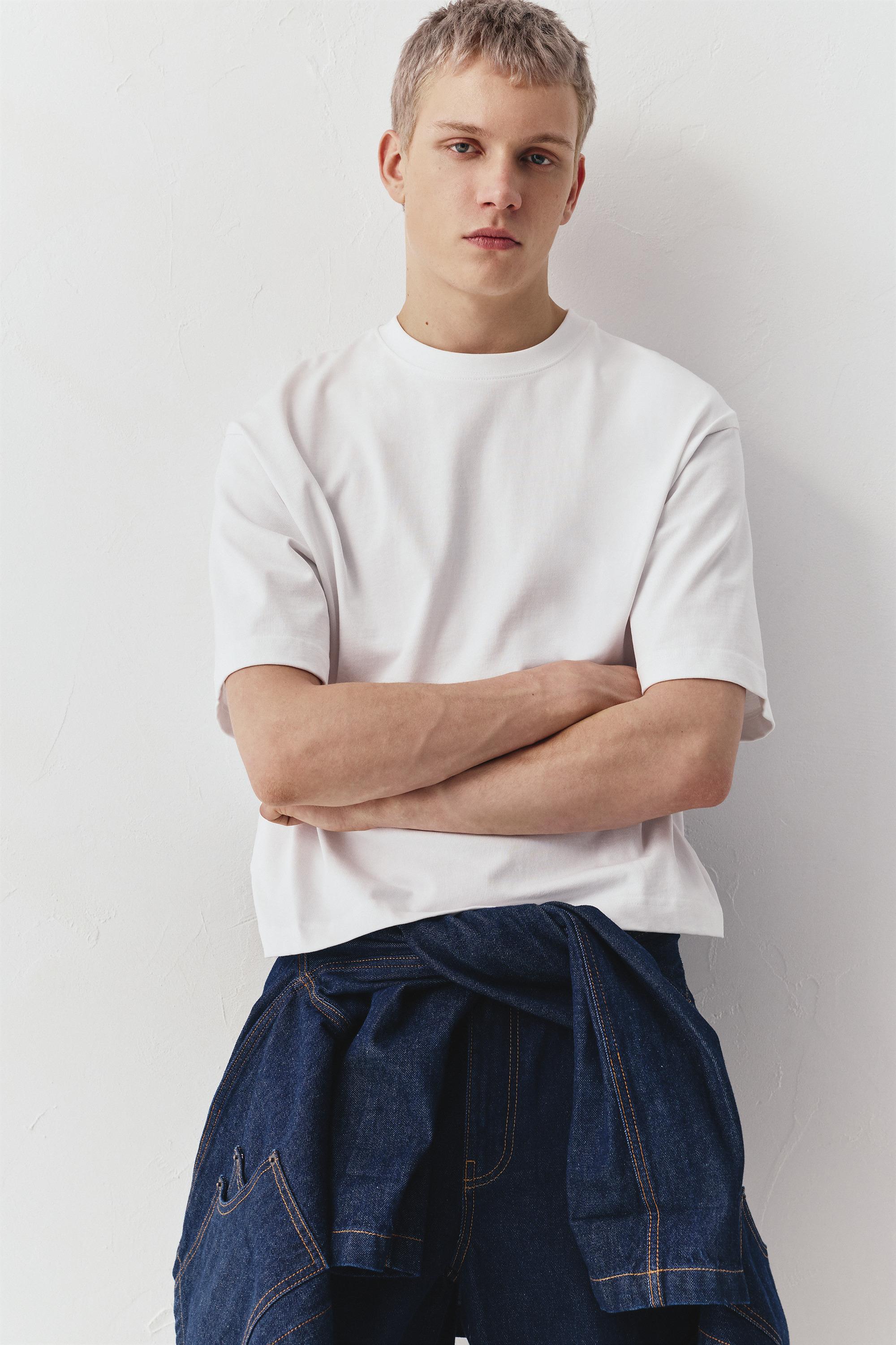 Cropped short sleeve T-shirt — Off white