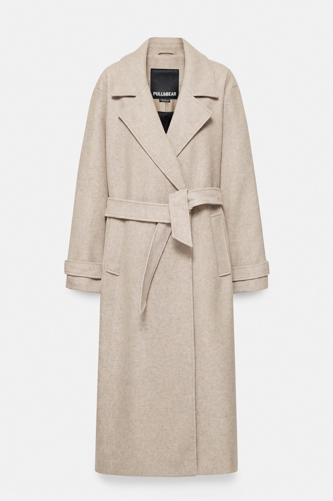 Long belted coat — Mole brown
