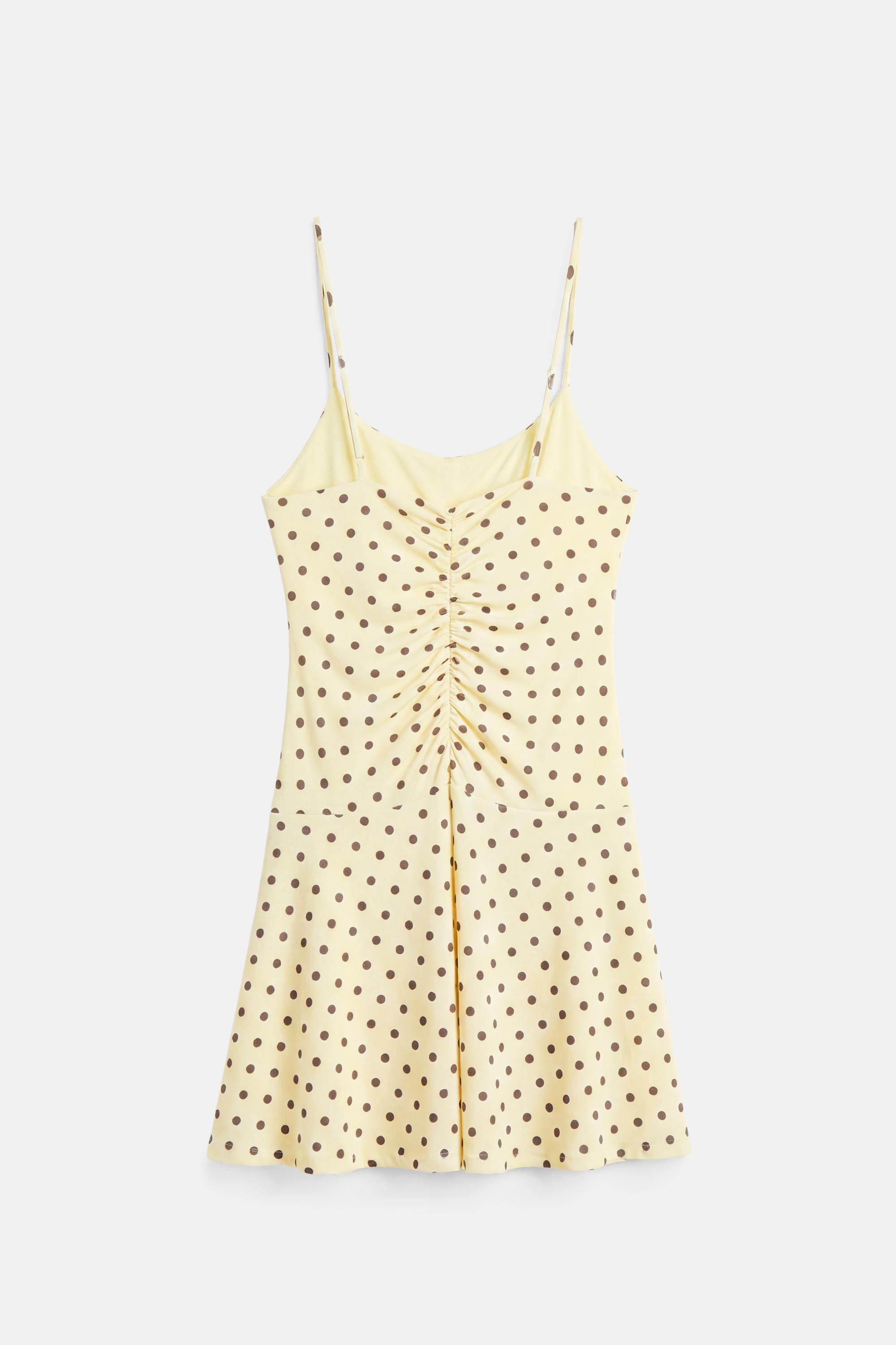 Short strappy gathered dress — Yellow