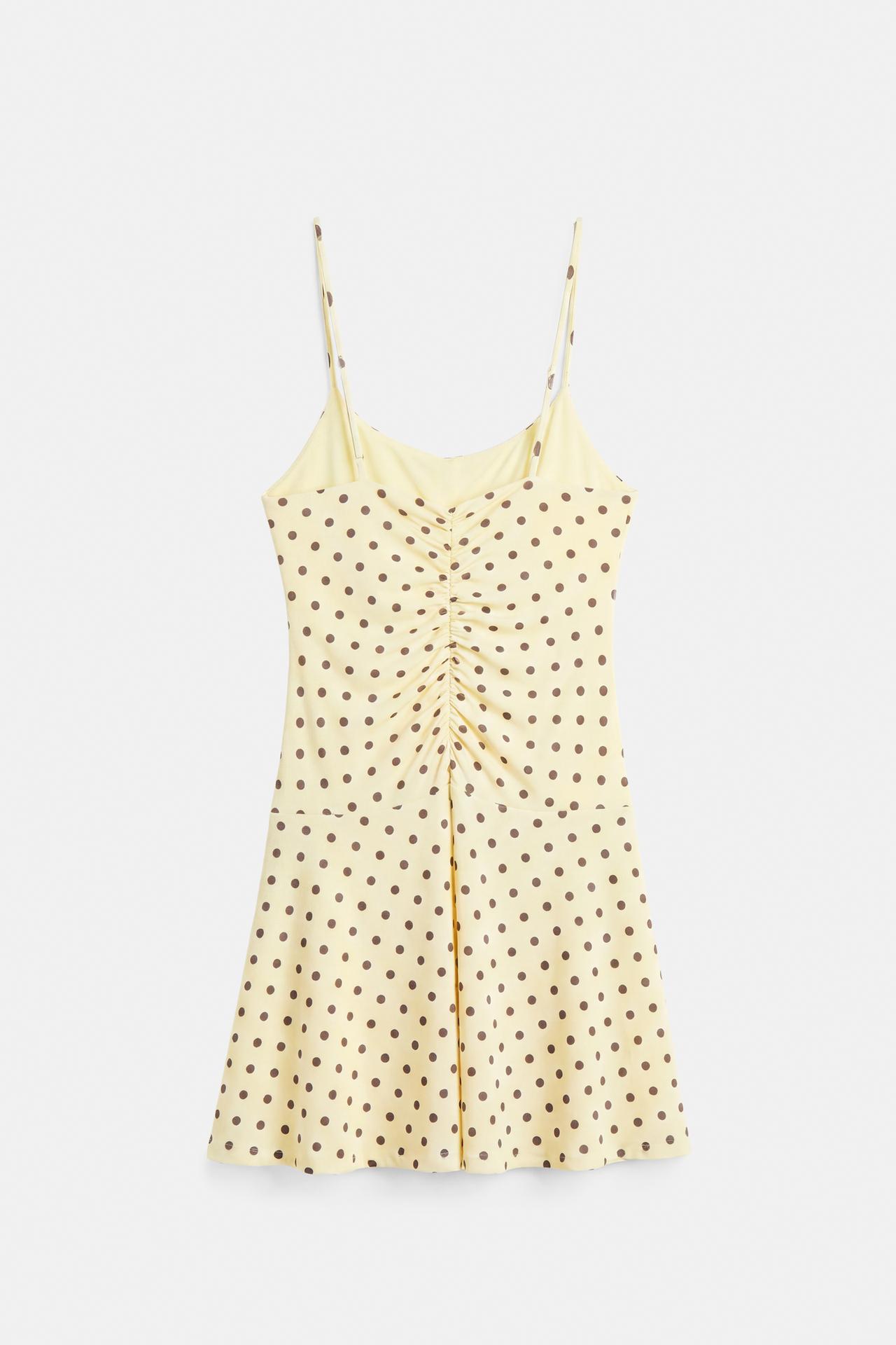 Short strappy gathered dress — Yellow